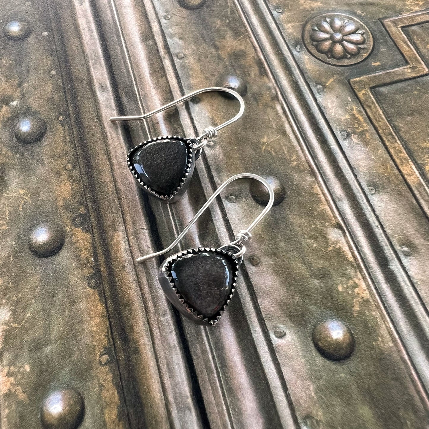 STERLING SILVER SHEEN OBSIDIAN EARRINGS - LIGHT INTO DARKNESS TALISMAN