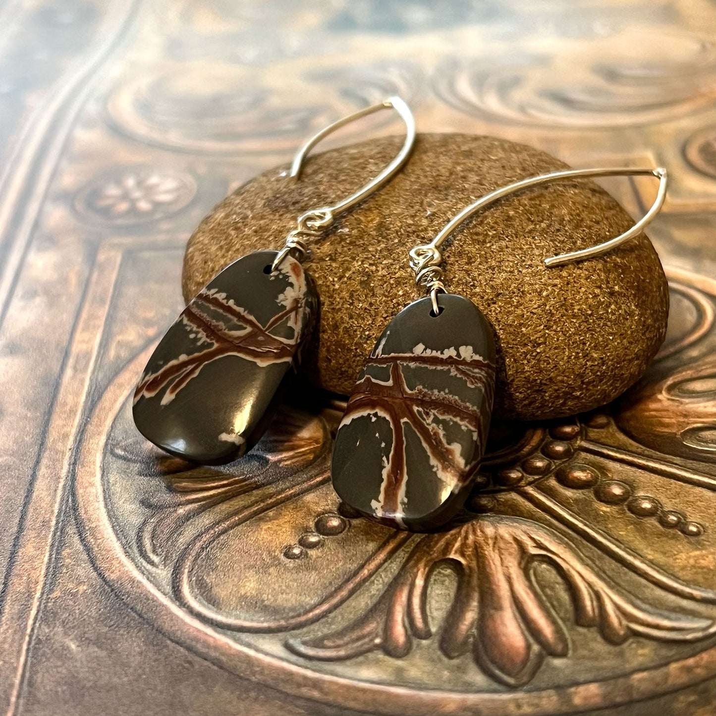 STERLING SILVER SONORAN DENDRITIC RHYOLITE EARRINGS - PROGRESS TALISMAN