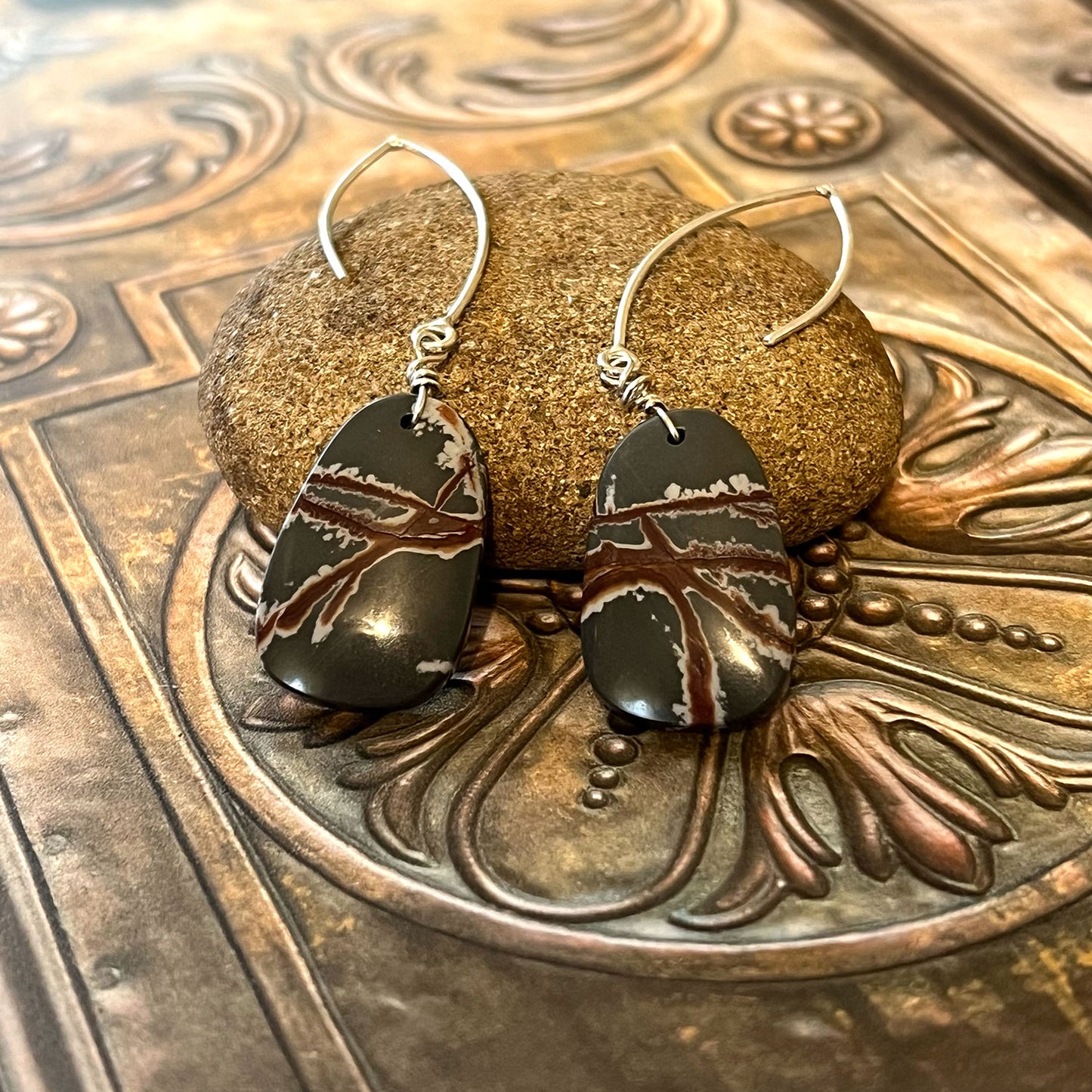 STERLING SILVER SONORAN DENDRITIC RHYOLITE EARRINGS - PROGRESS TALISMAN