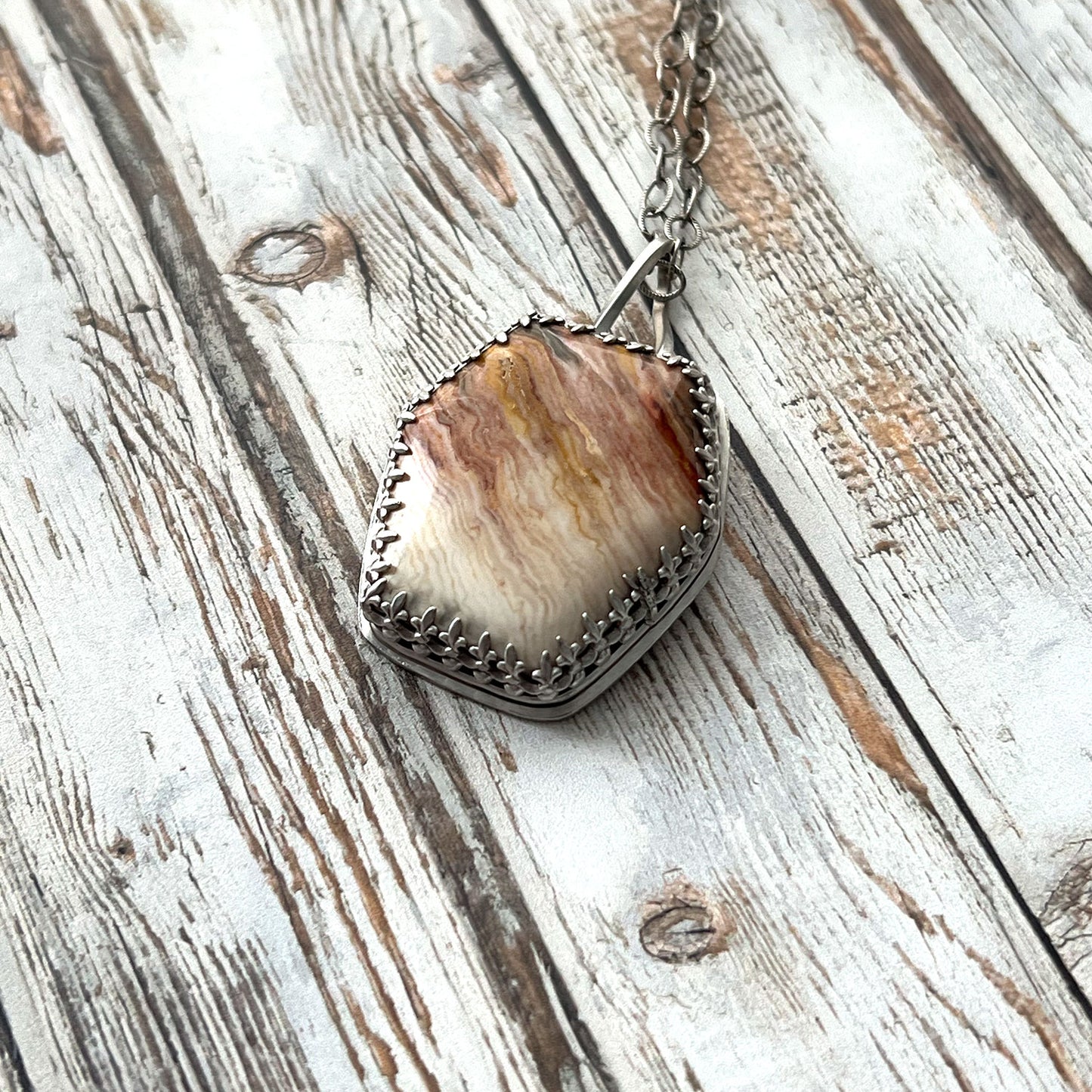 STERLING SILVER GOTHIC SUNSET JASPER NECKLACE - MOTHER EARTH TALISMAN
