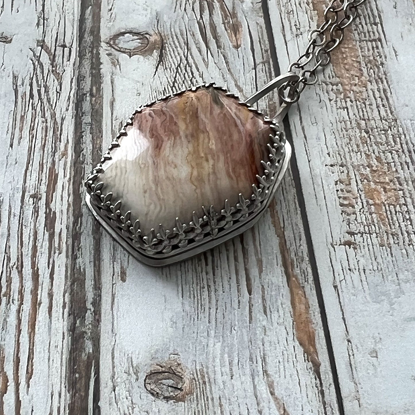 STERLING SILVER GOTHIC SUNSET JASPER NECKLACE - MOTHER EARTH TALISMAN