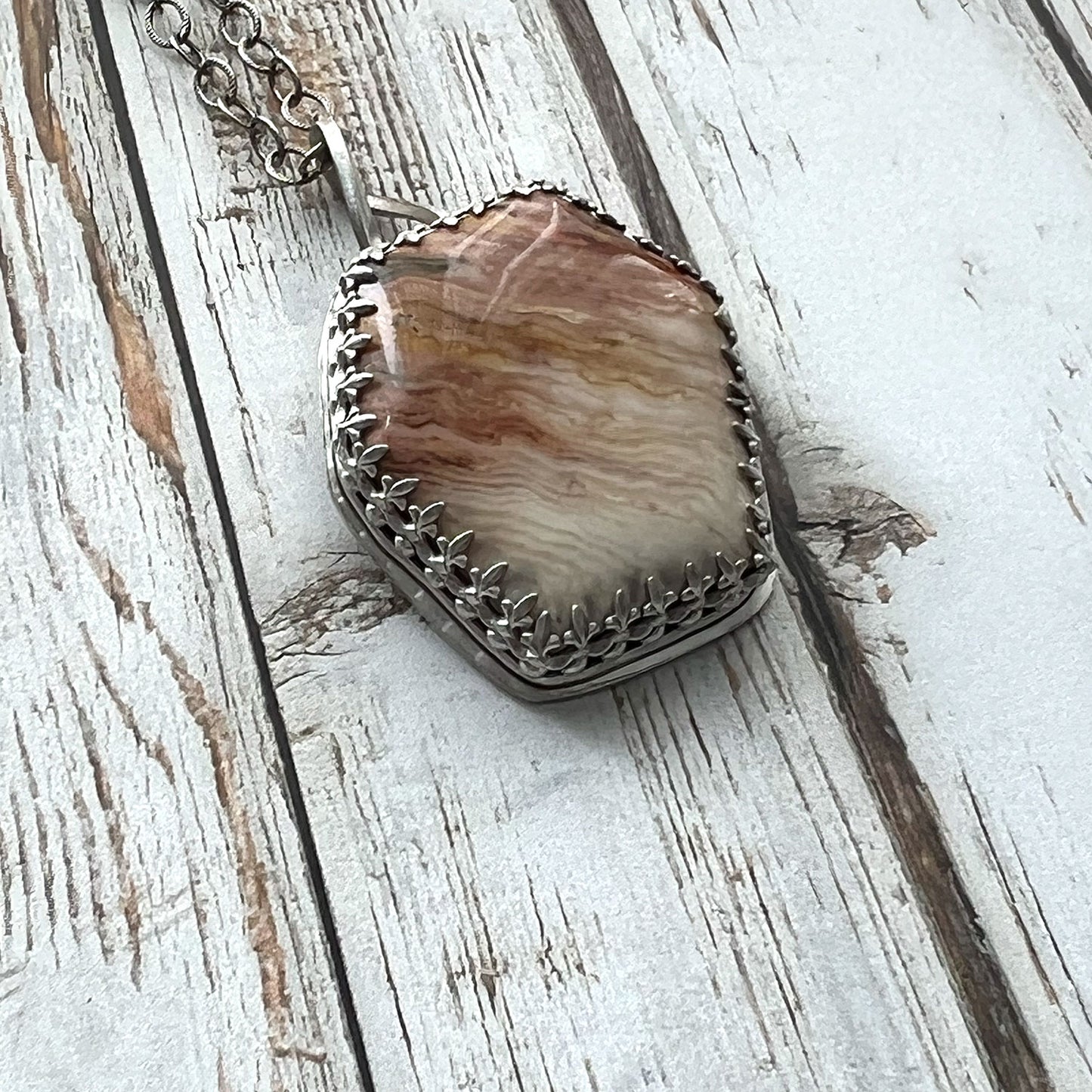 STERLING SILVER GOTHIC SUNSET JASPER NECKLACE - MOTHER EARTH TALISMAN