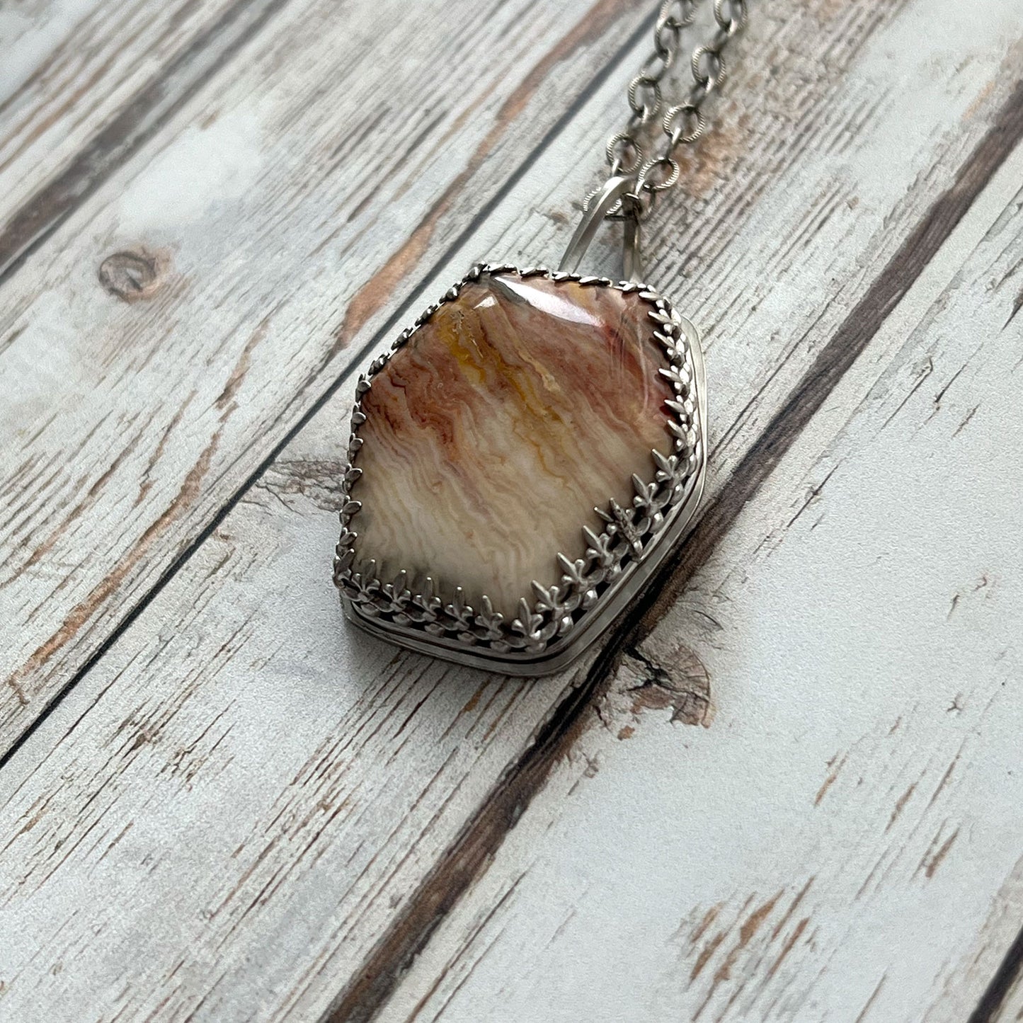 STERLING SILVER GOTHIC SUNSET JASPER NECKLACE - MOTHER EARTH TALISMAN