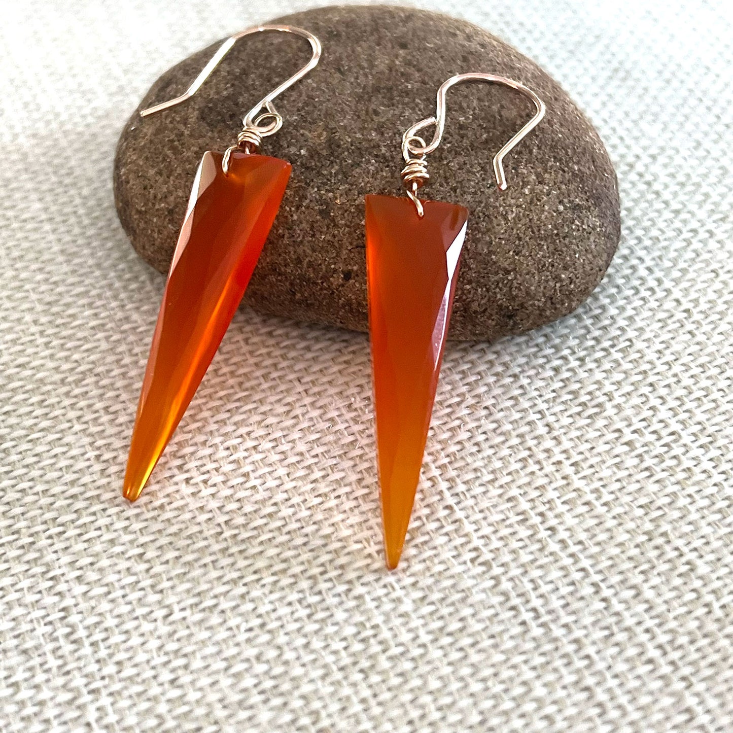 GOLD FILLED CARNELIAN EARRINGS - COURAGE TALISMAN