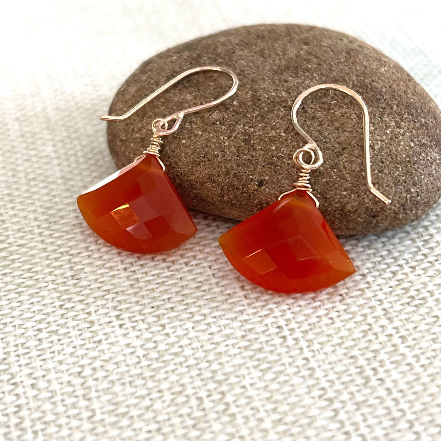 GOLD FILLED CARNELIAN EARRINGS - COURAGE TALISMAN