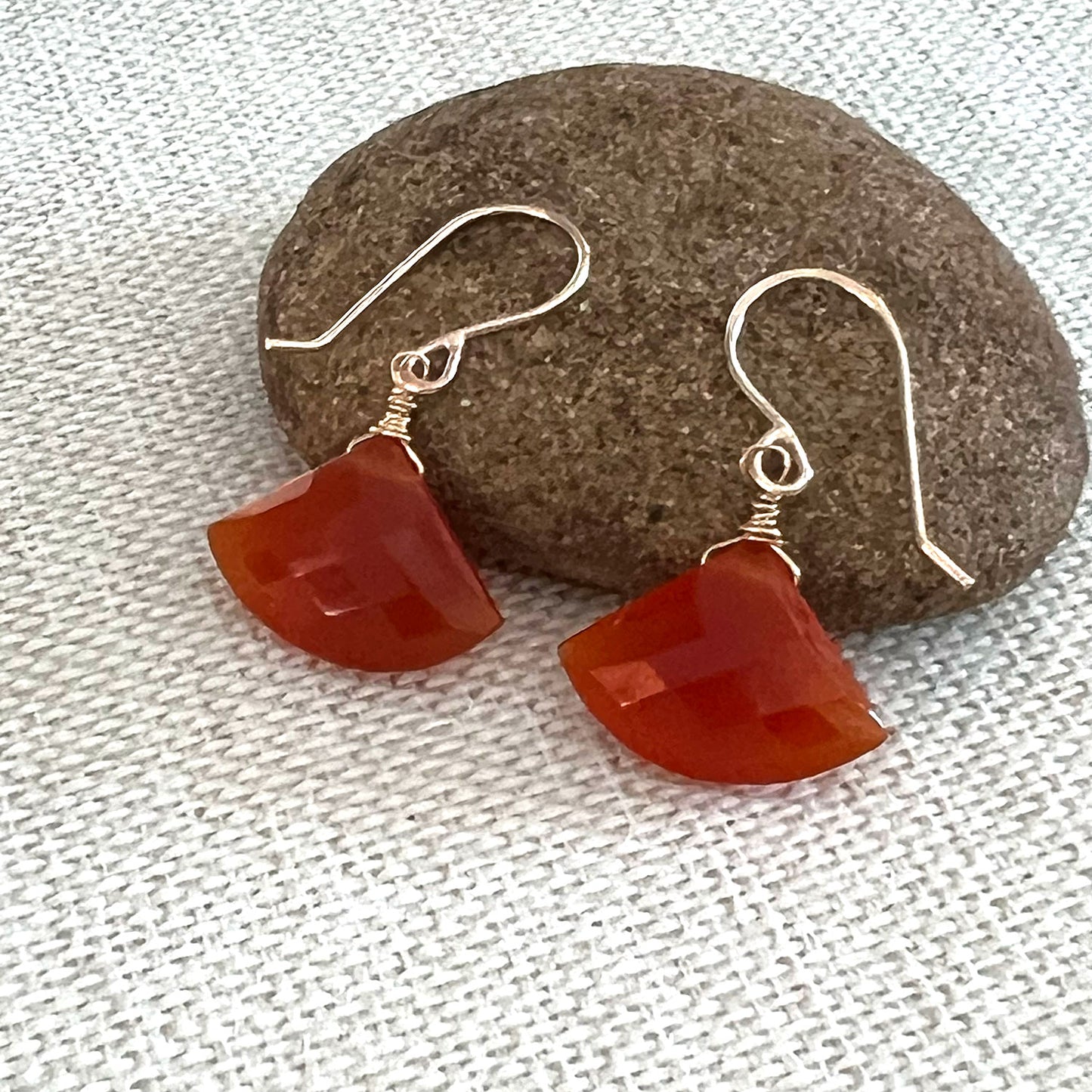 GOLD FILLED CARNELIAN EARRINGS - COURAGE TALISMAN