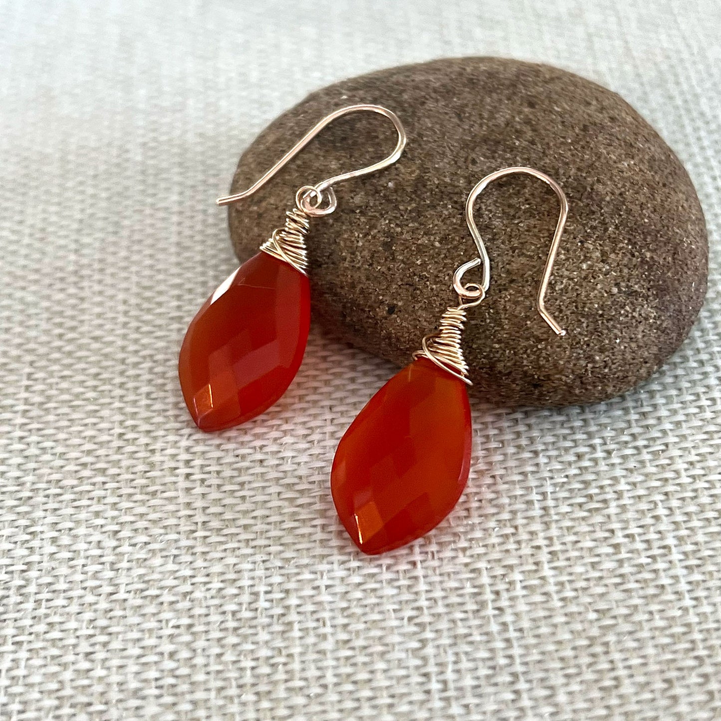 GOLD FILLED CARNELIAN EARRINGS - COURAGE TALISMAN
