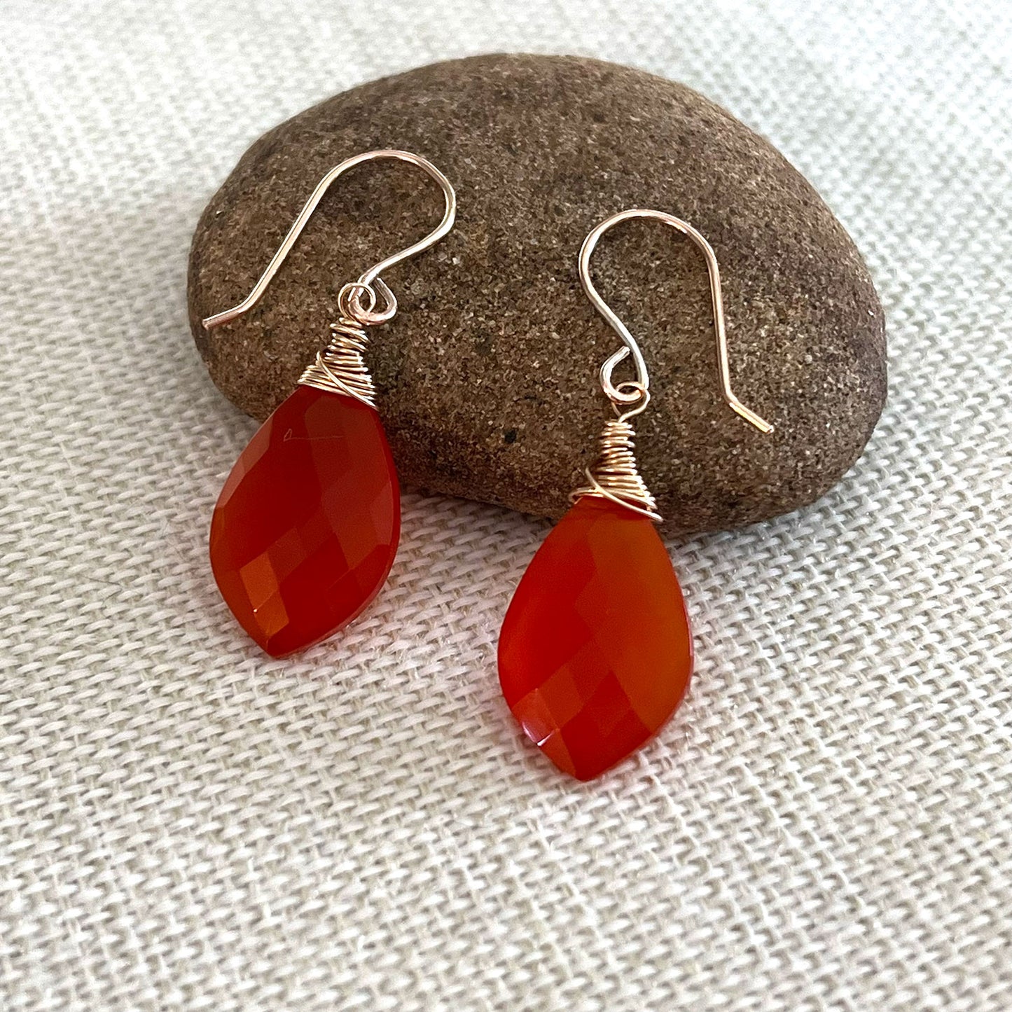 GOLD FILLED CARNELIAN EARRINGS - COURAGE TALISMAN