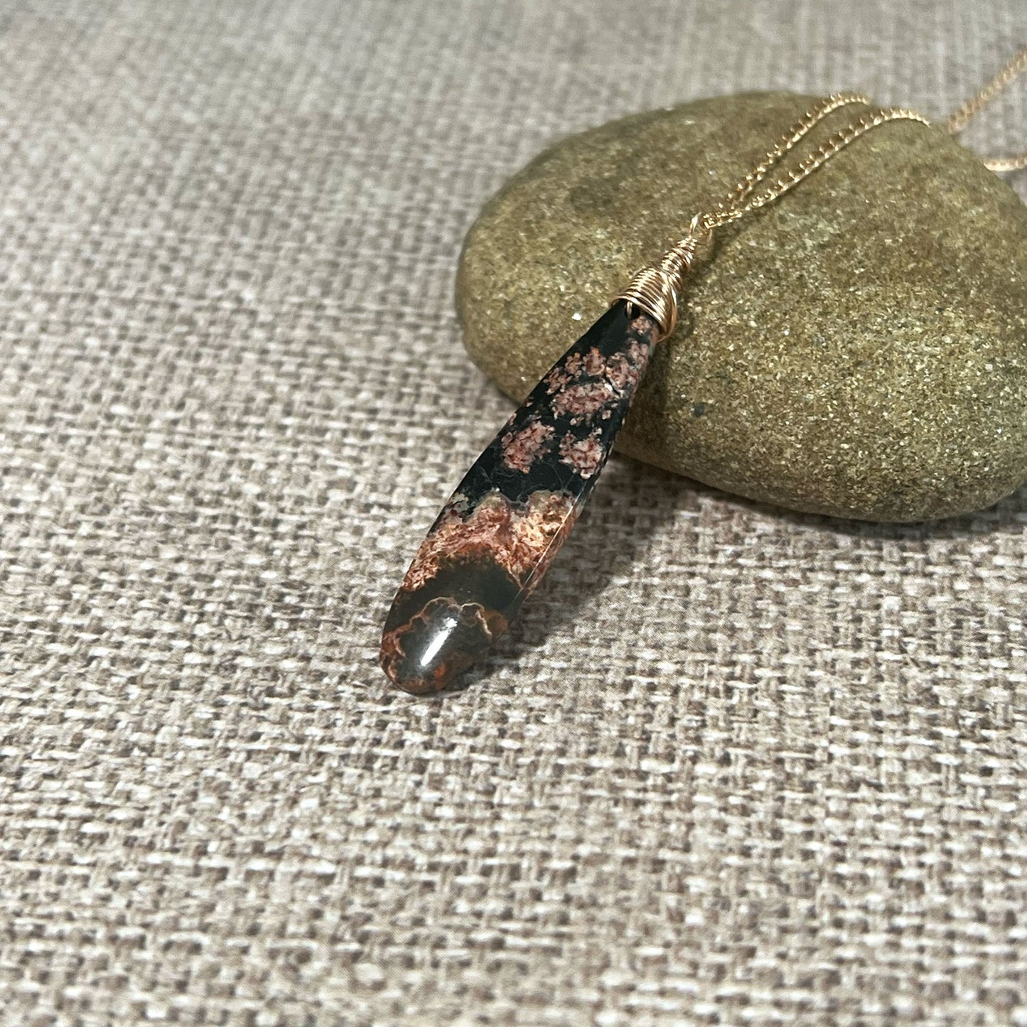 ROSE GOLD FILLED RED SNOWFLAKE OBSIDIAN NECKLACE - LIGHT INTO DARKNESS TALISMAN