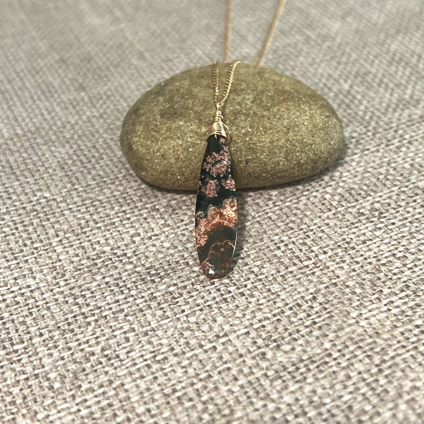 ROSE GOLD FILLED RED SNOWFLAKE OBSIDIAN NECKLACE - LIGHT INTO DARKNESS TALISMAN