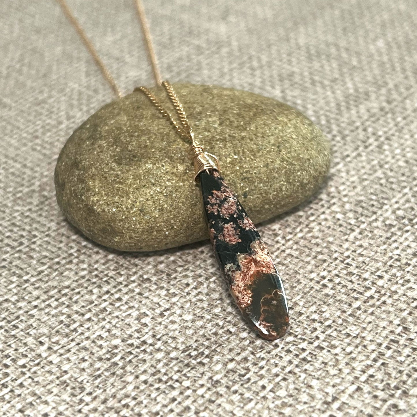 ROSE GOLD FILLED RED SNOWFLAKE OBSIDIAN NECKLACE - LIGHT INTO DARKNESS TALISMAN