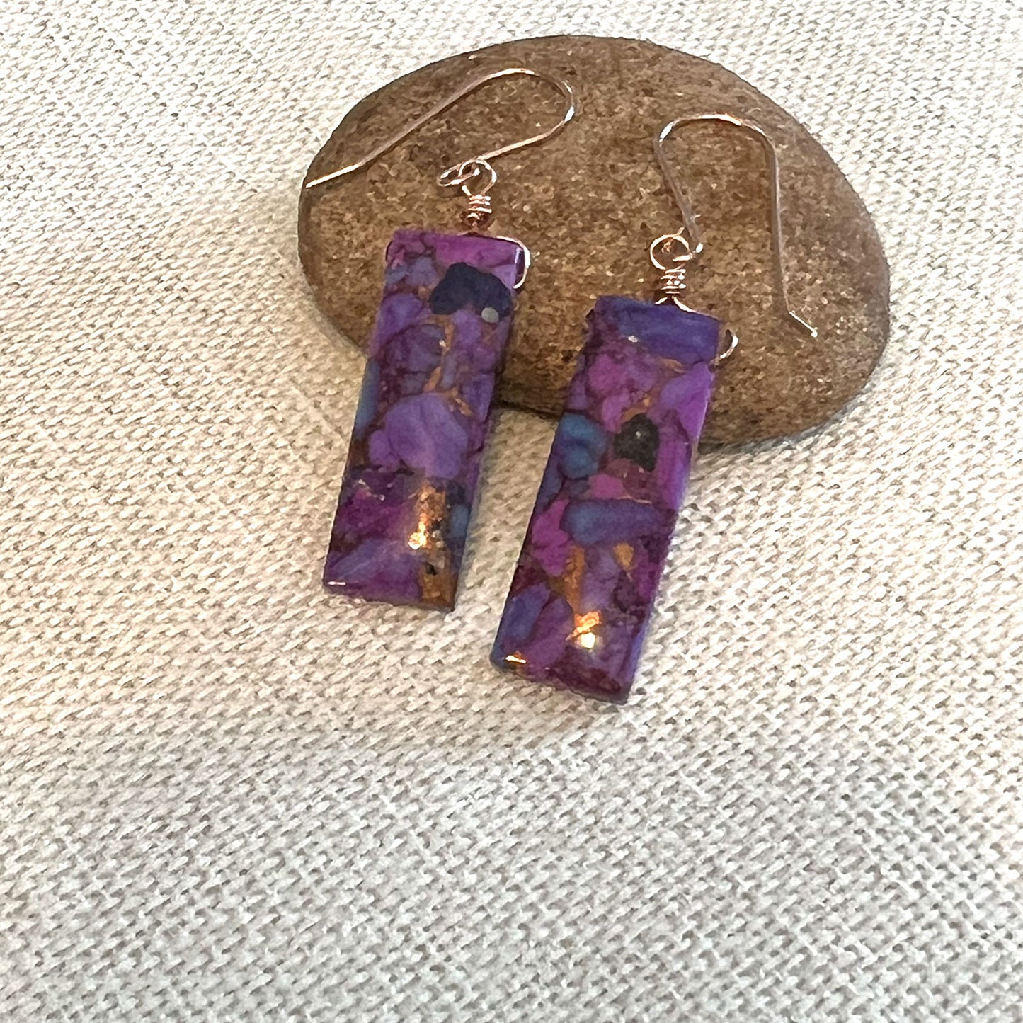 ROSE GOLD FILLED MOHAVE TURQUOISE EARRINGS - HEAVEN AND EARTH TALISMAN