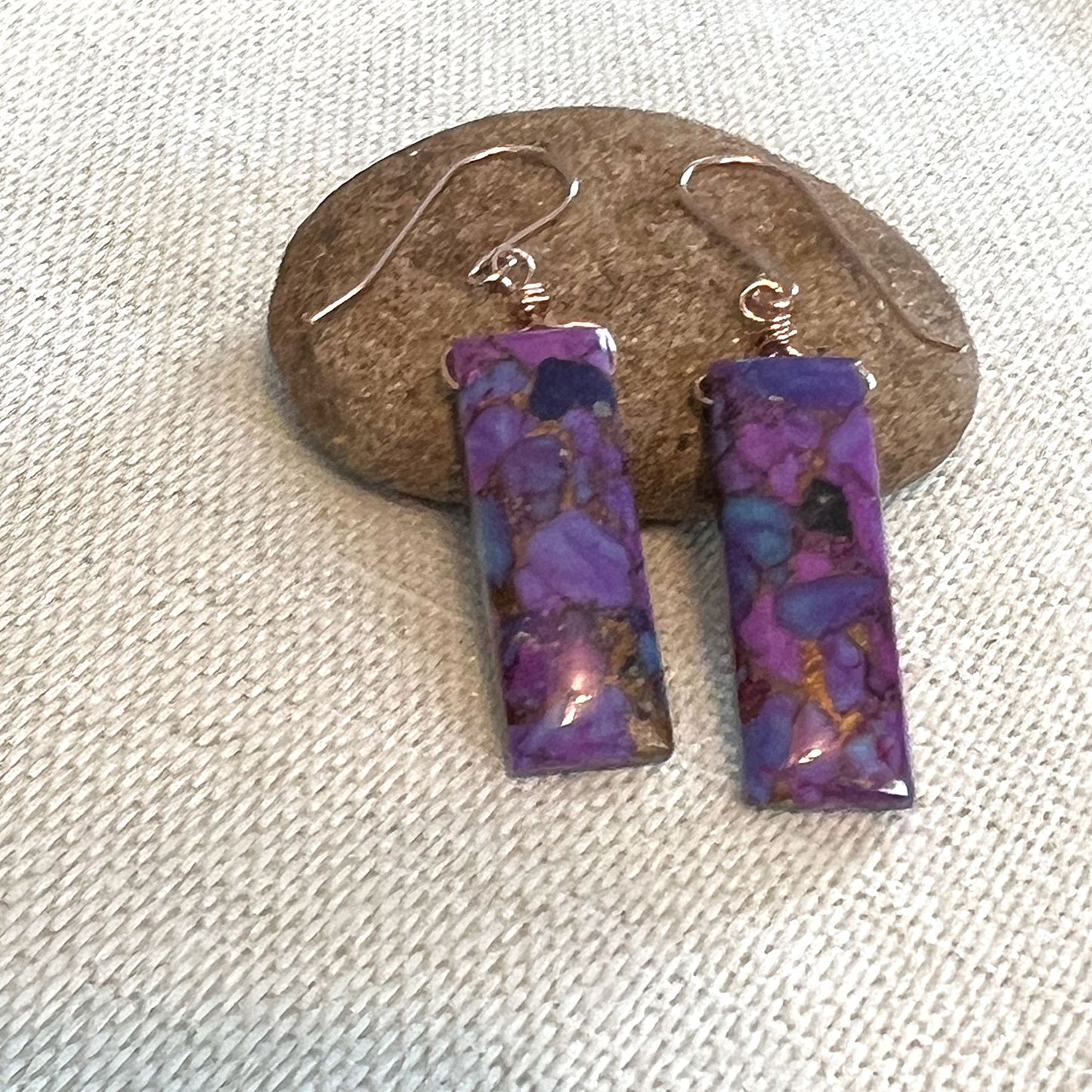 ROSE GOLD FILLED MOHAVE TURQUOISE EARRINGS - HEAVEN AND EARTH TALISMAN