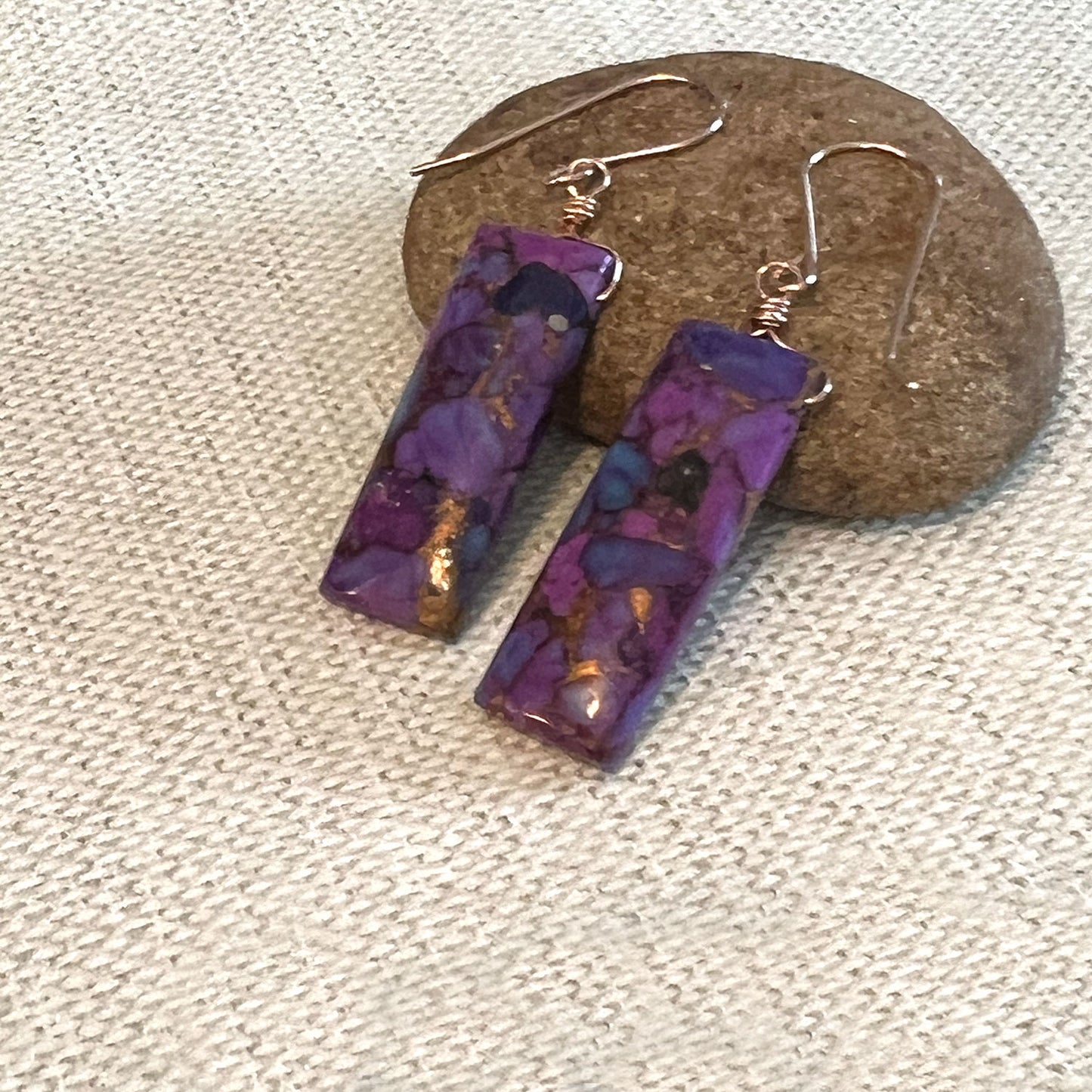 ROSE GOLD FILLED MOHAVE TURQUOISE EARRINGS - HEAVEN AND EARTH TALISMAN