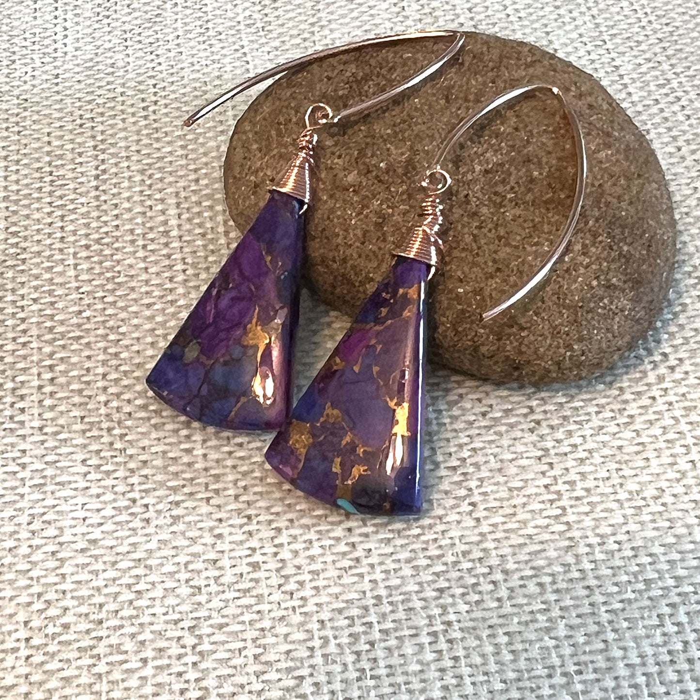 ROSE GOLD FILLED MOHAVE TURQUOISE EARRINGS - HEAVEN AND EARTH TALISMAN