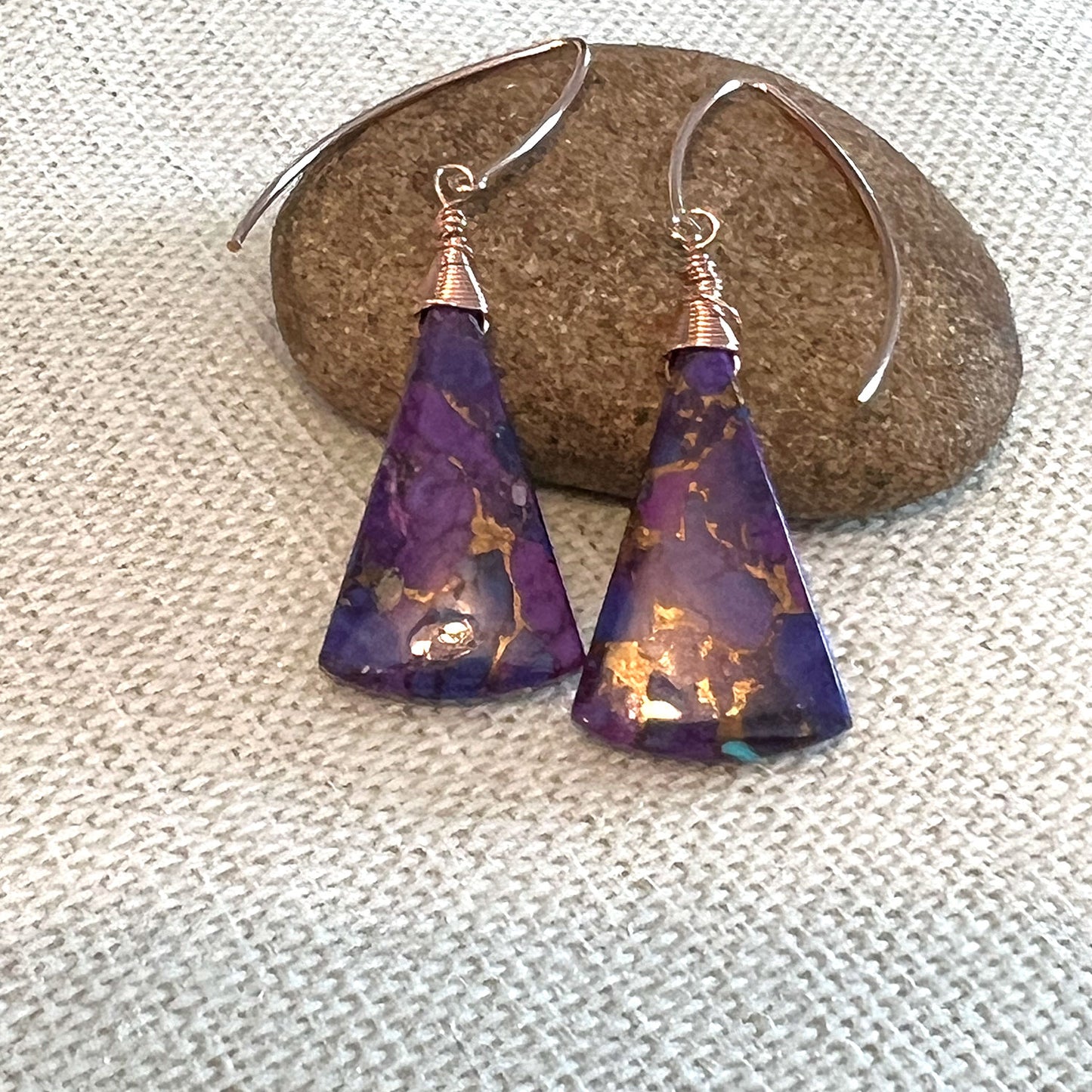 ROSE GOLD FILLED MOHAVE TURQUOISE EARRINGS - HEAVEN AND EARTH TALISMAN