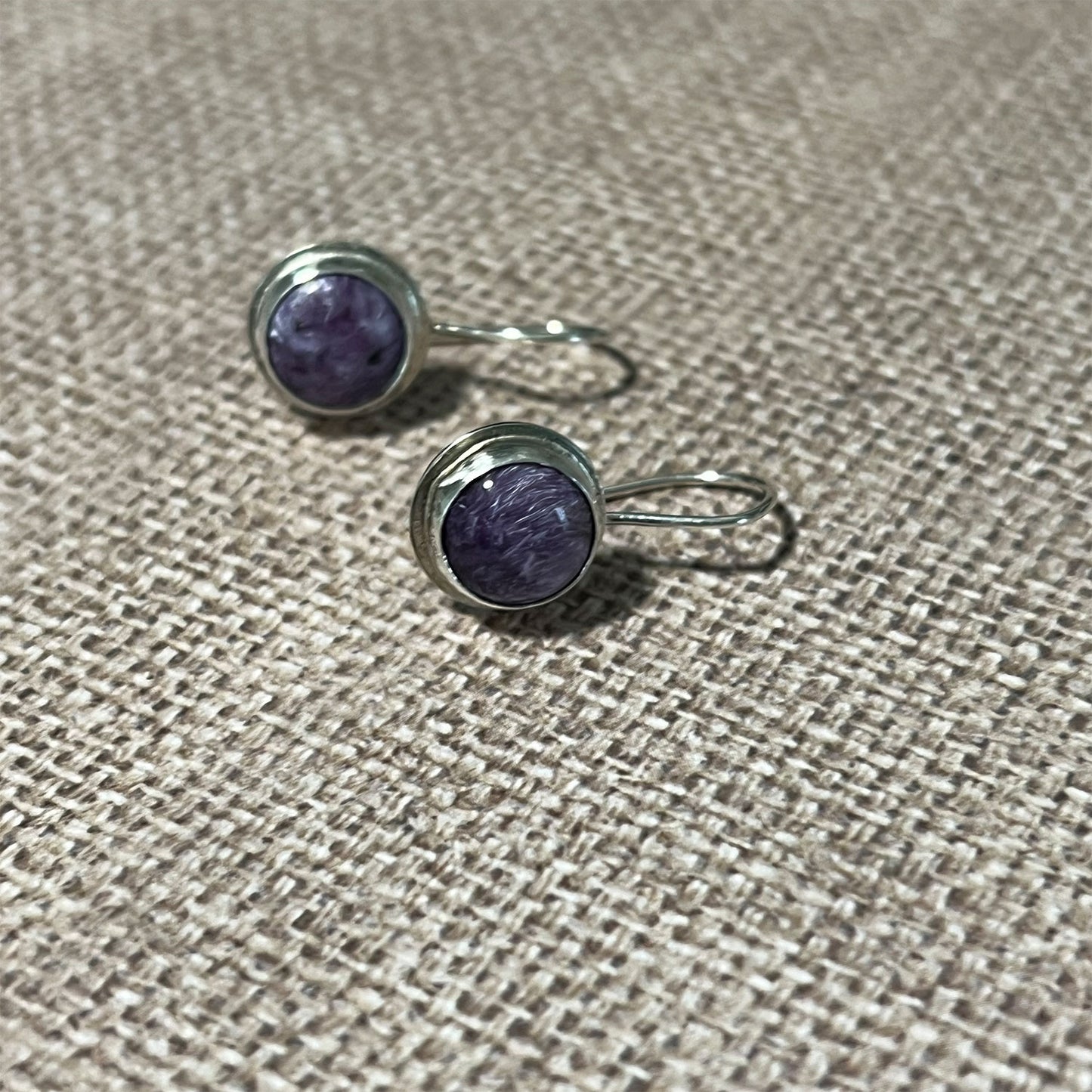 STERLING SILVER BEZEL SET EARRINGS