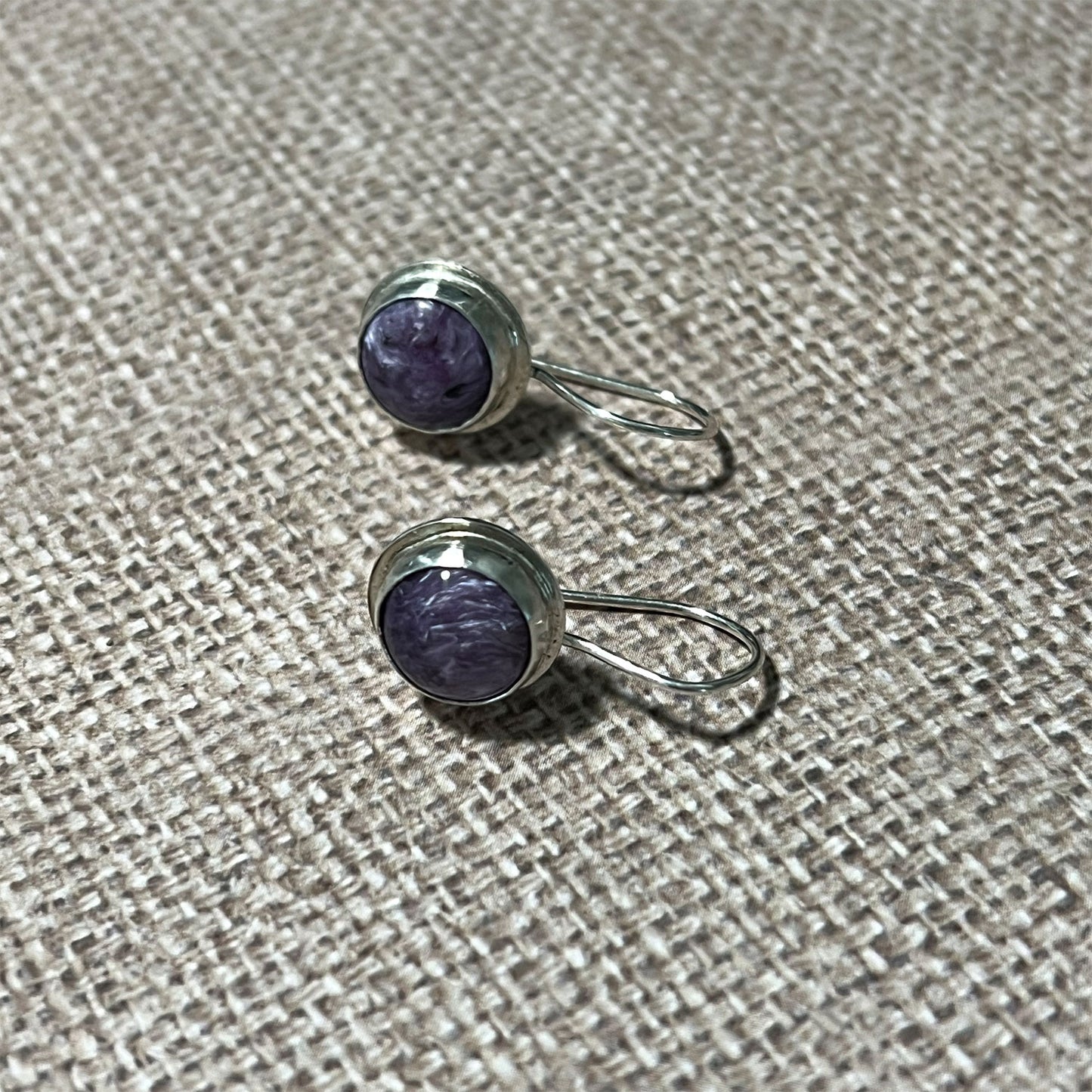 STERLING SILVER BEZEL SET EARRINGS