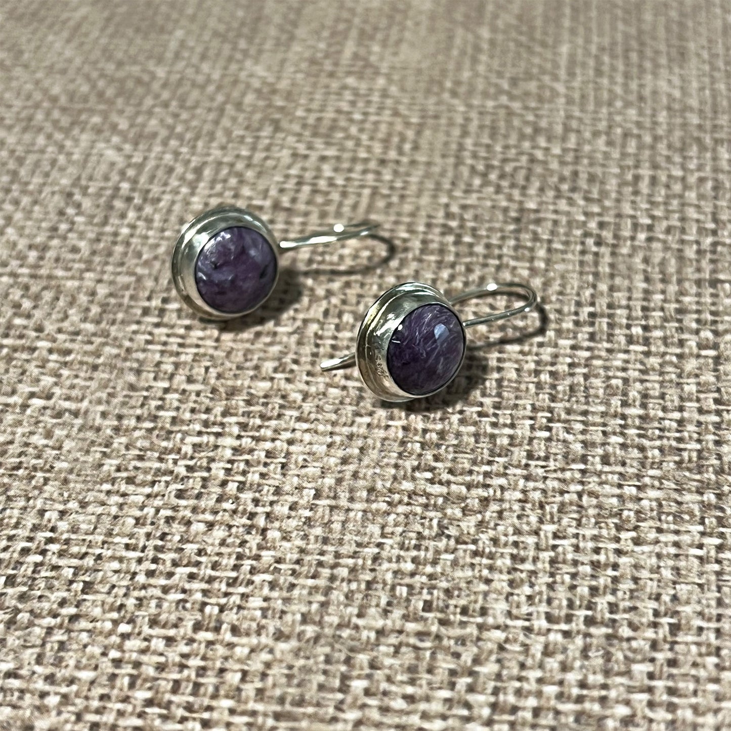 STERLING SILVER BEZEL SET EARRINGS