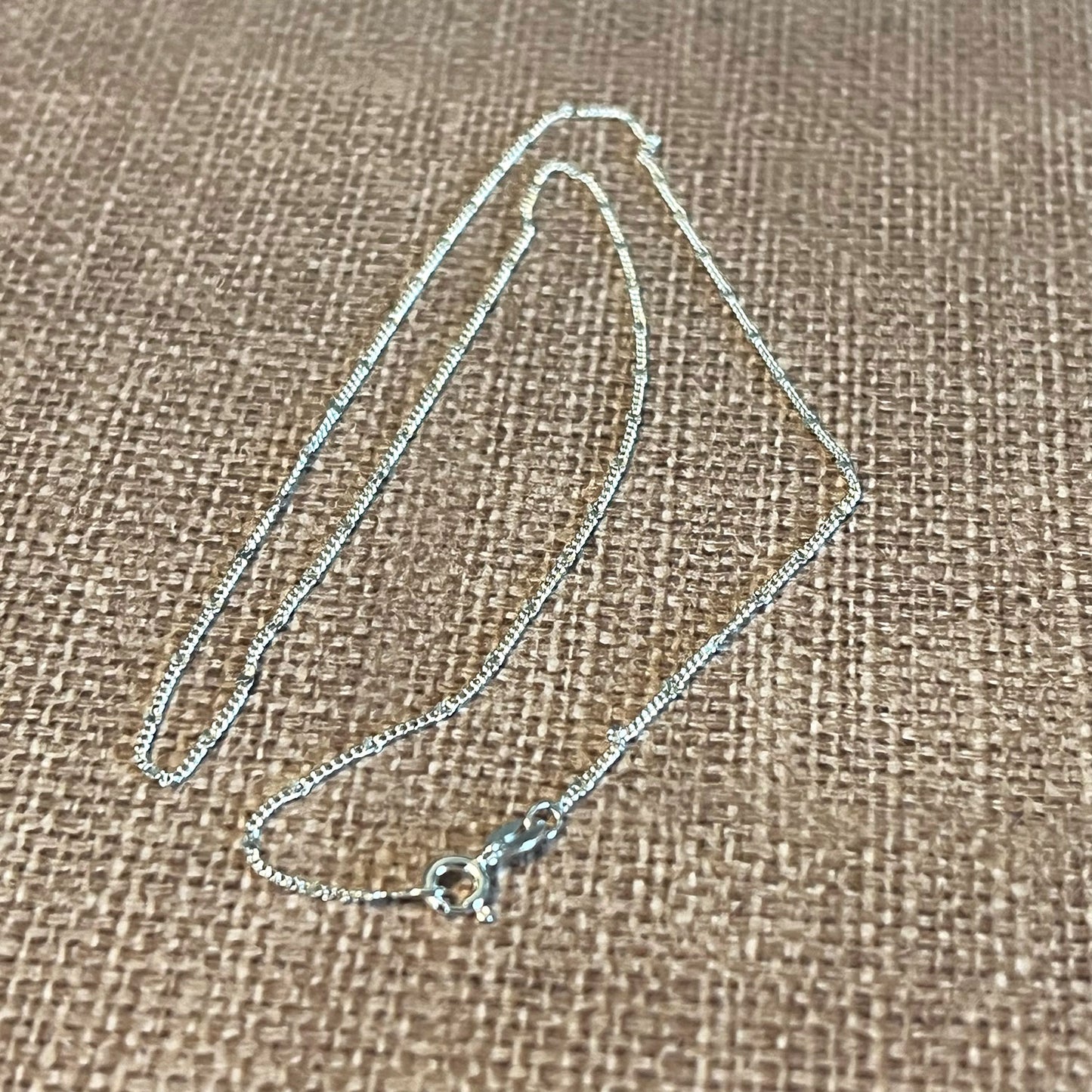 STERLING SILVER CURB WITH BEAD CHAIN NECKLACE 1MM 18 INCHES, 20 INCHES