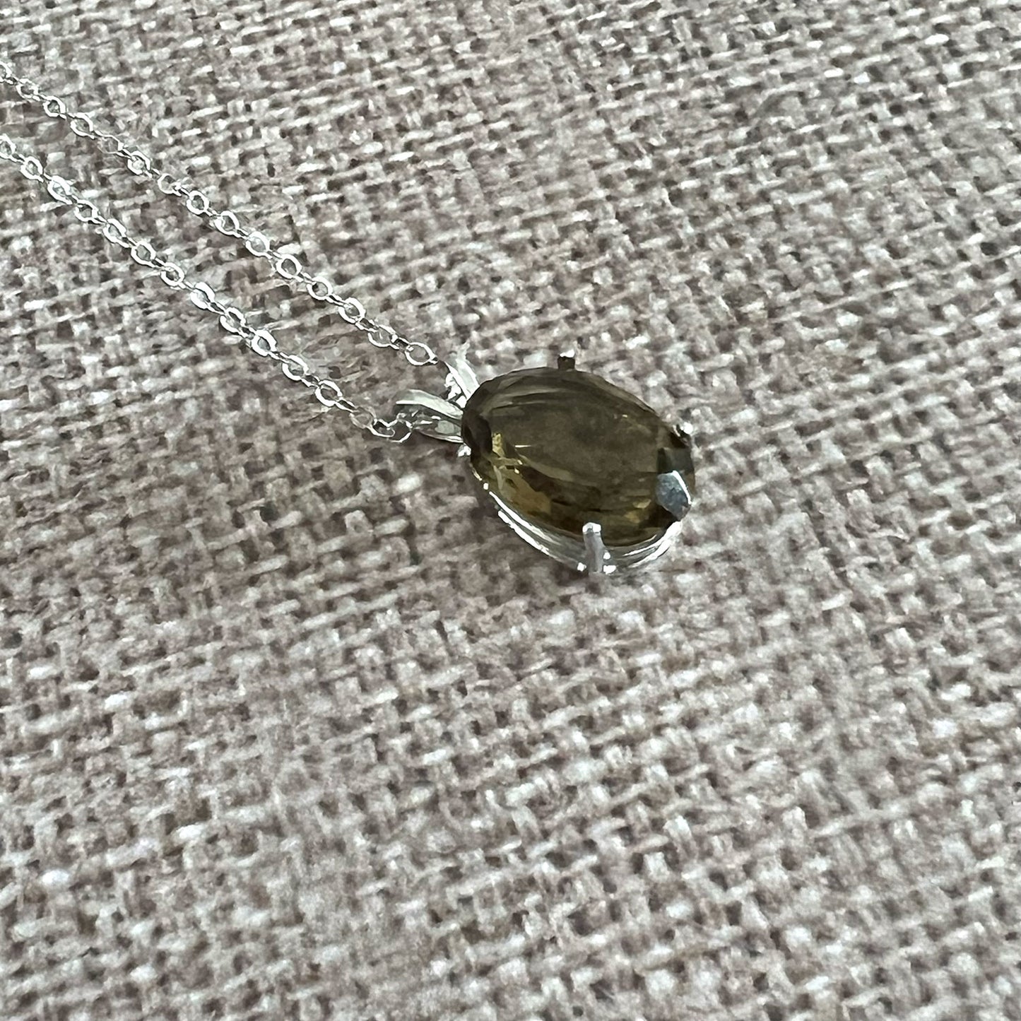 STERLING SILVER SMOKEY QUARTZ NECKLACE - GOOD LUCK TALISMAN