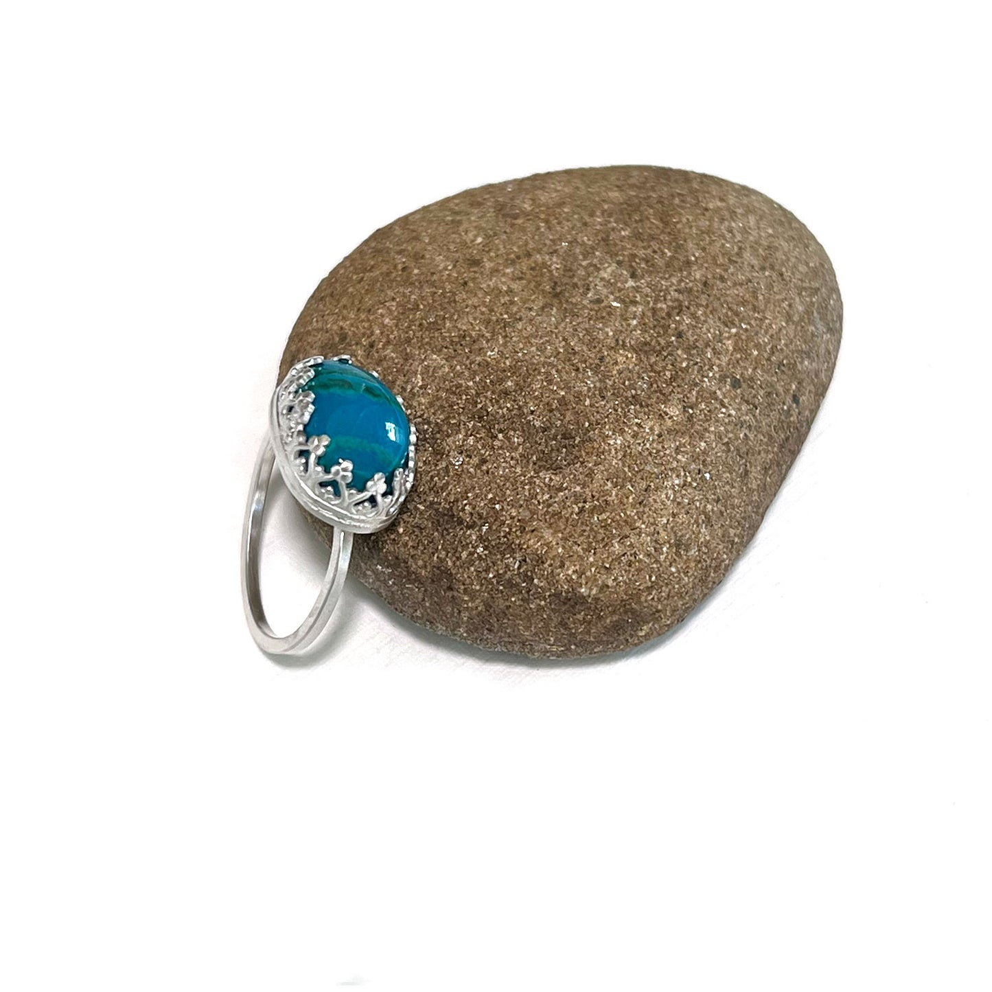 STERLING SILVER GEM SILICA RING - SPEAKING FROM THE HEART TALISMAN