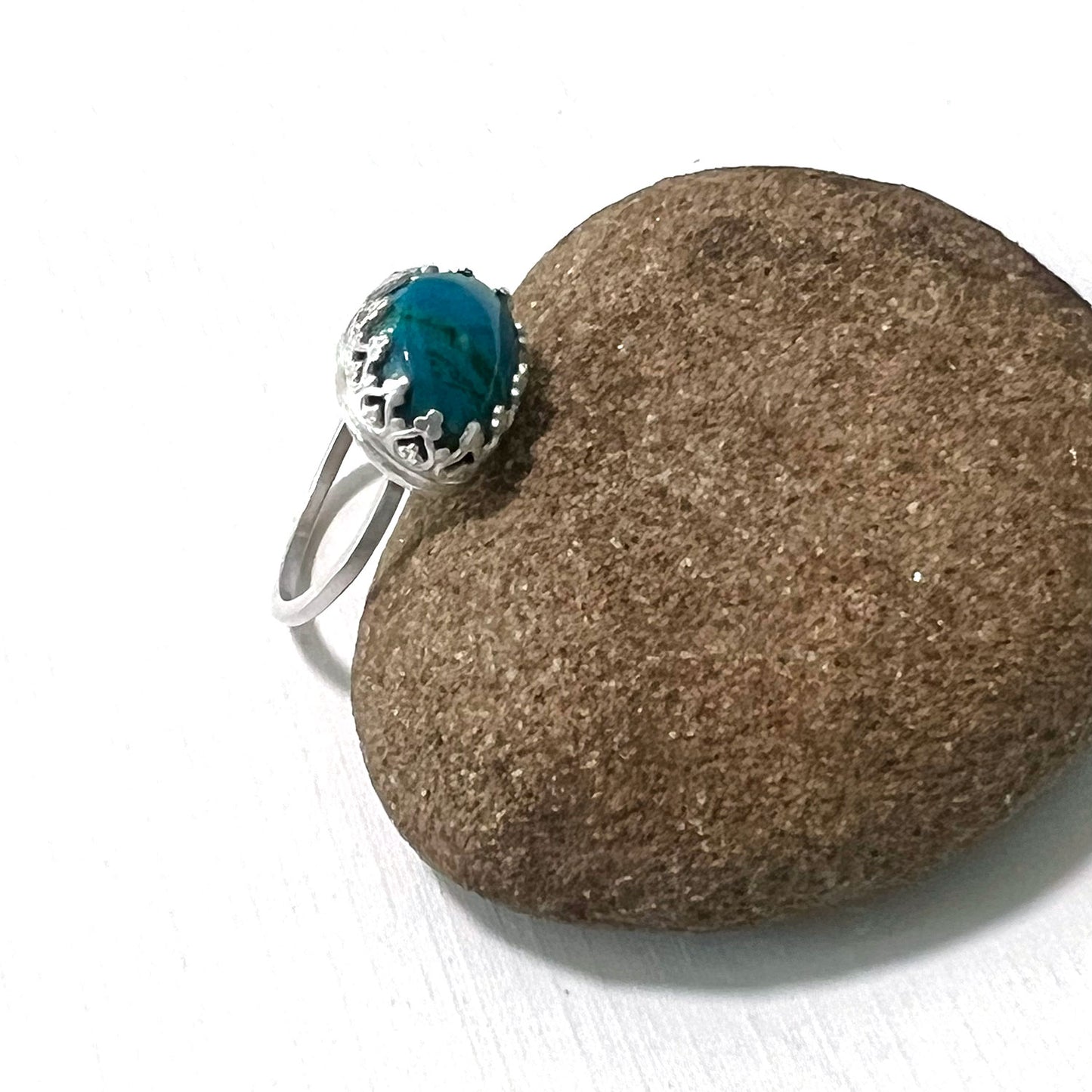 STERLING SILVER GEM SILICA RING - SPEAKING FROM THE HEART TALISMAN