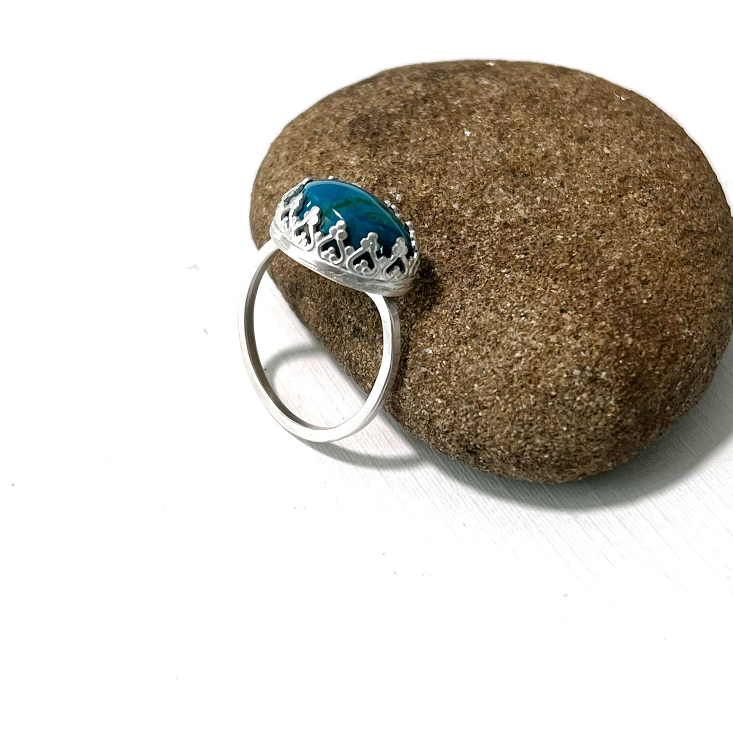STERLING SILVER GEM SILICA RING - SPEAKING FROM THE HEART TALISMAN