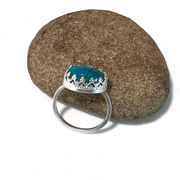 STERLING SILVER GEM SILICA RING - SPEAKING FROM THE HEART TALISMAN