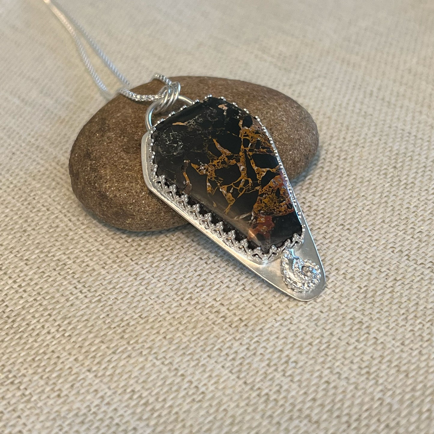 STERLING SILVER IRON BUFFALO COFFIN NECKLACE - REBIRTH TALISMAN