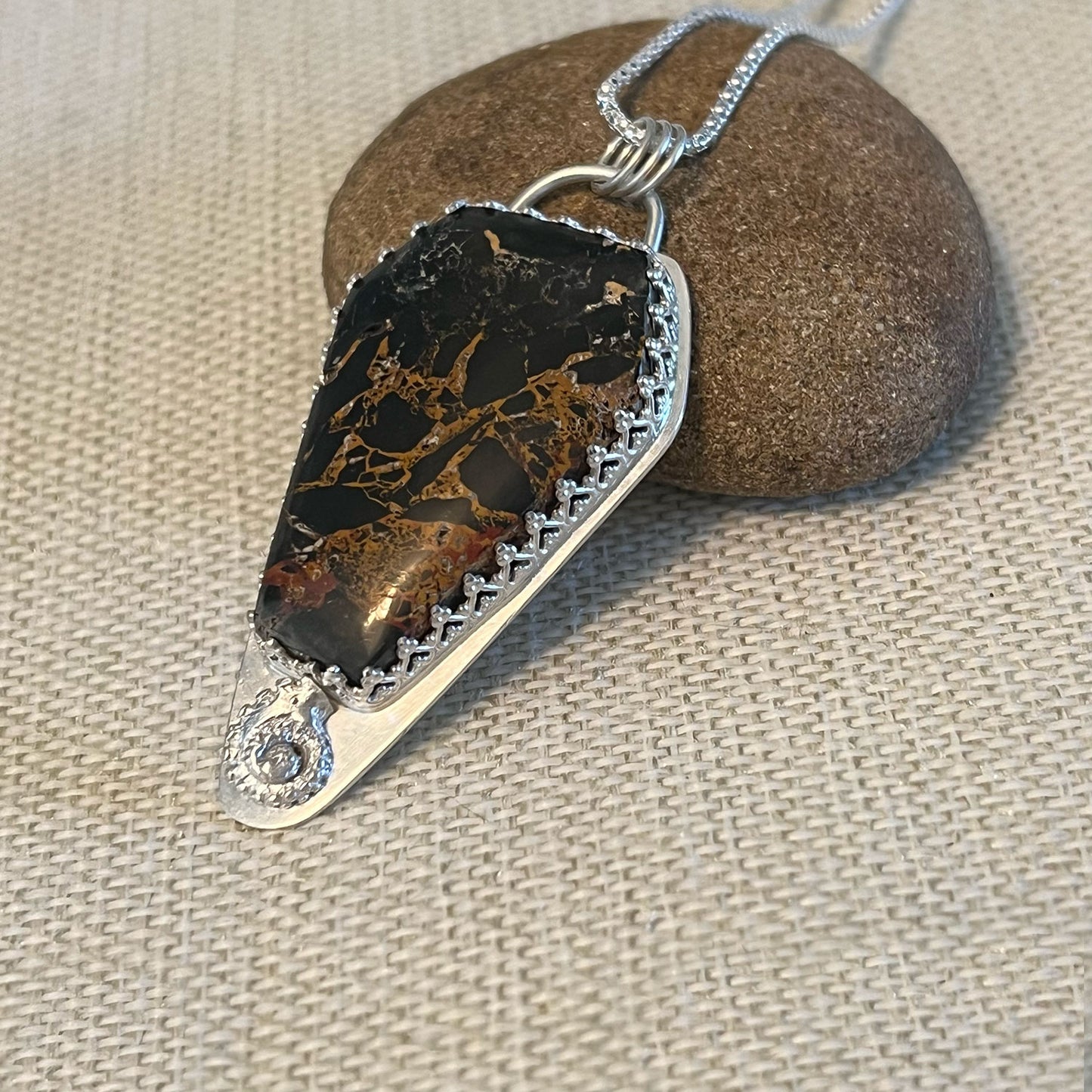 STERLING SILVER IRON BUFFALO COFFIN NECKLACE - REBIRTH TALISMAN