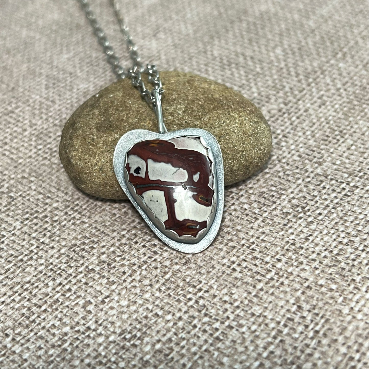 OXIDIZED STERLING SILVER BLANKET RHYOLITE HEART NECKLACE - SELF WORTH TALISMAN