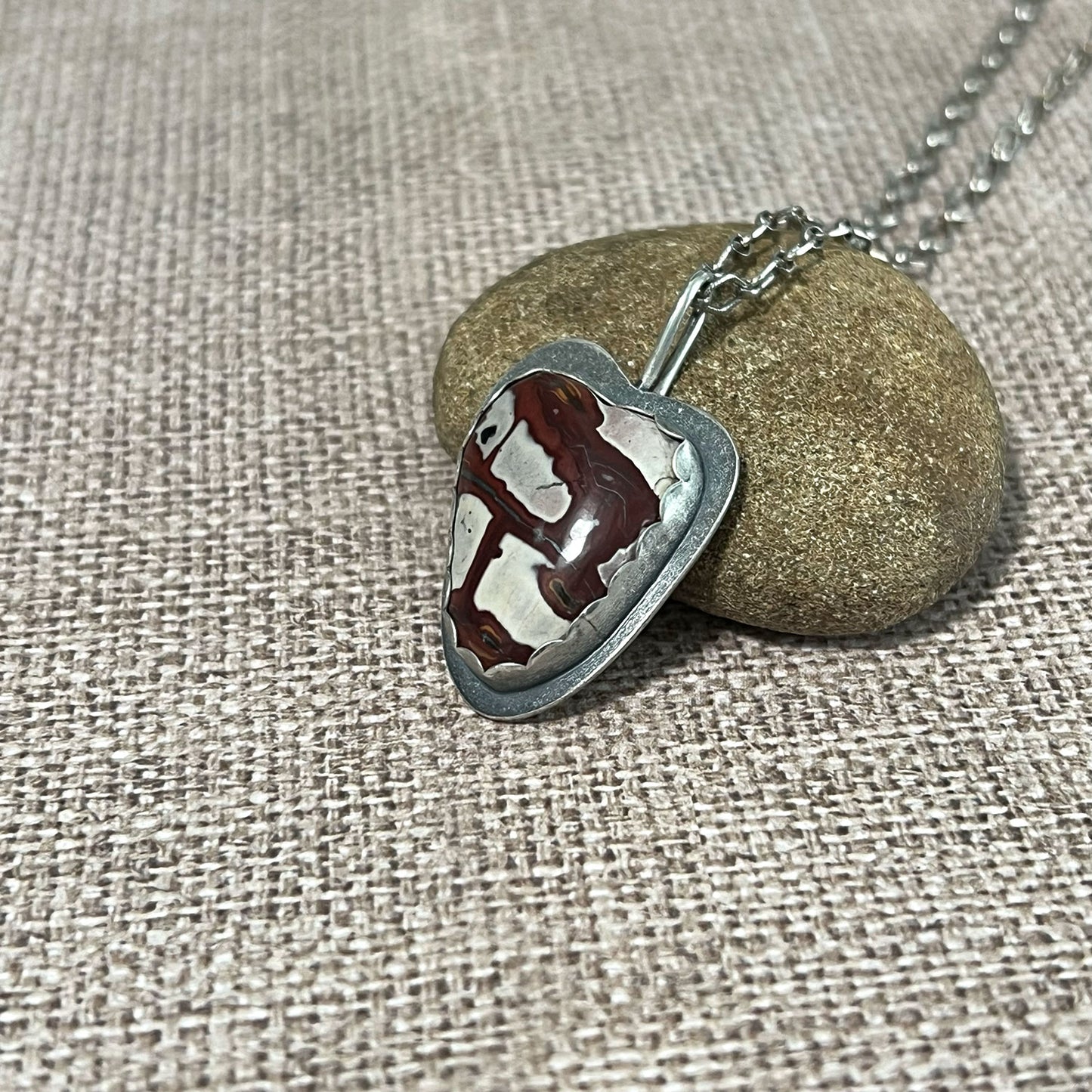 OXIDIZED STERLING SILVER BLANKET RHYOLITE HEART NECKLACE - SELF WORTH TALISMAN