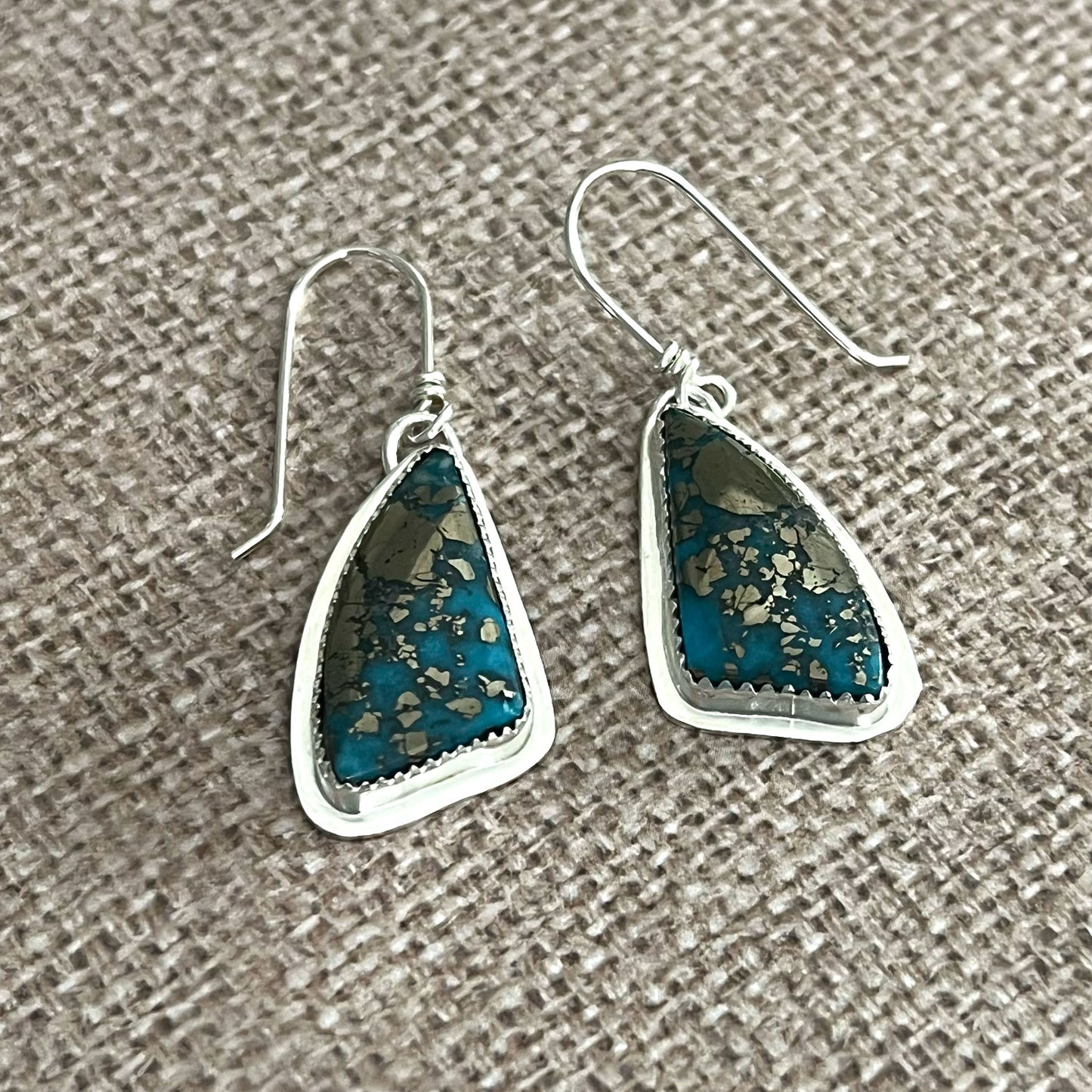 STERLING SILVER BEZEL SET TURQUOISE EARRINGS - HEAVEN AND EARTH TALISMAN