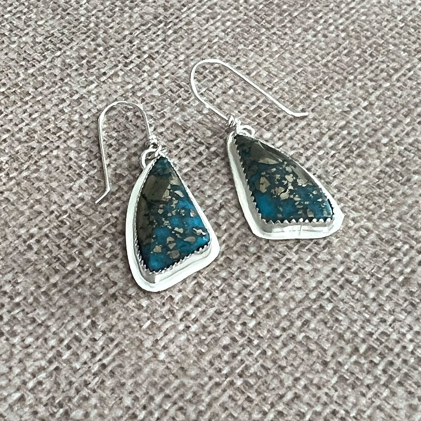 STERLING SILVER BEZEL SET TURQUOISE EARRINGS - HEAVEN AND EARTH TALISMAN