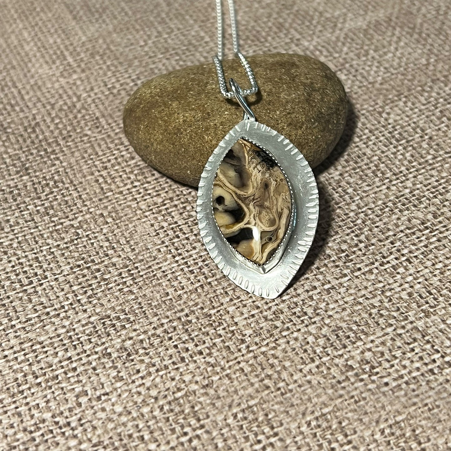 STERLING SILVER PALM WOOD NECKLACE - PATIENCE TALISMAN