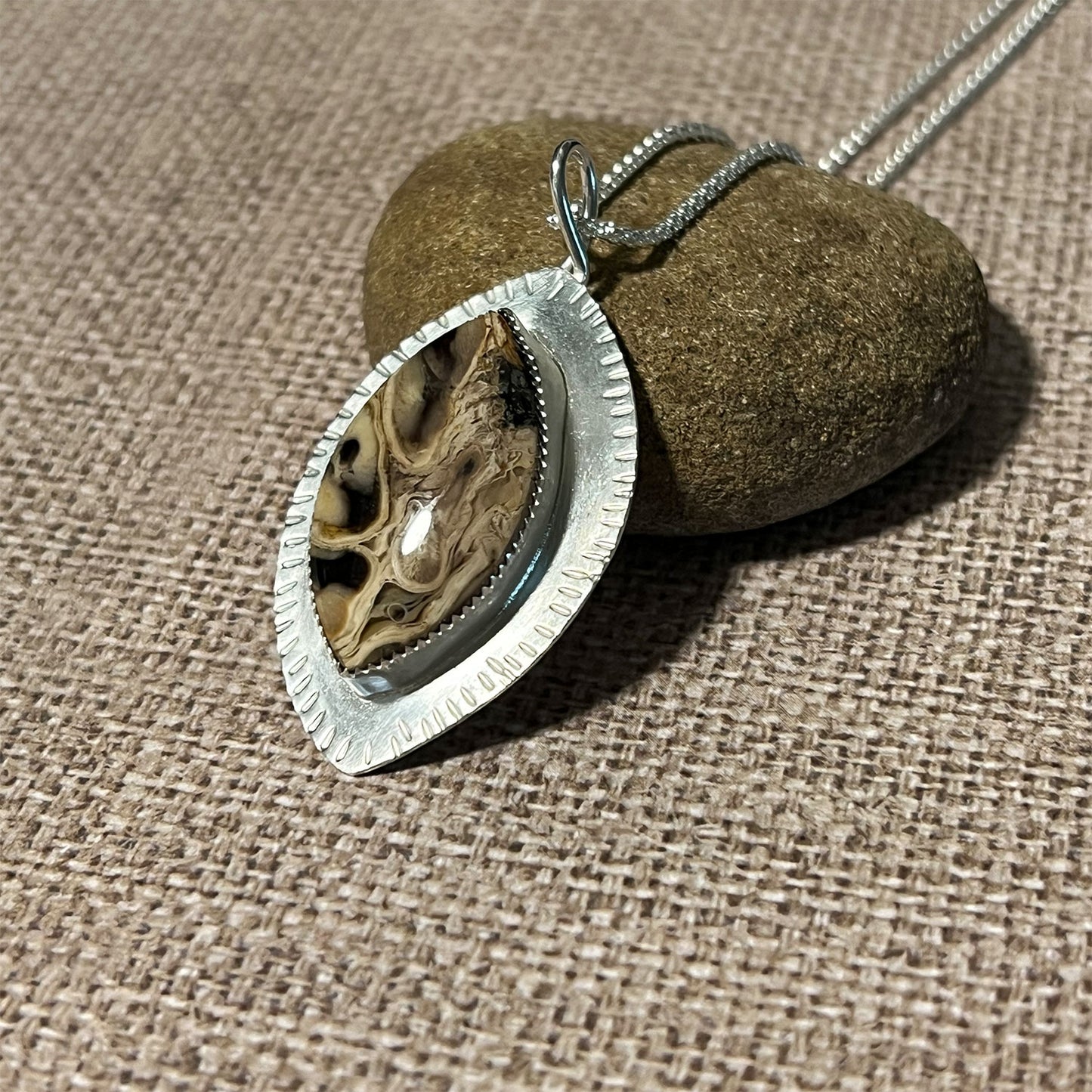 STERLING SILVER PALM WOOD NECKLACE - PATIENCE TALISMAN