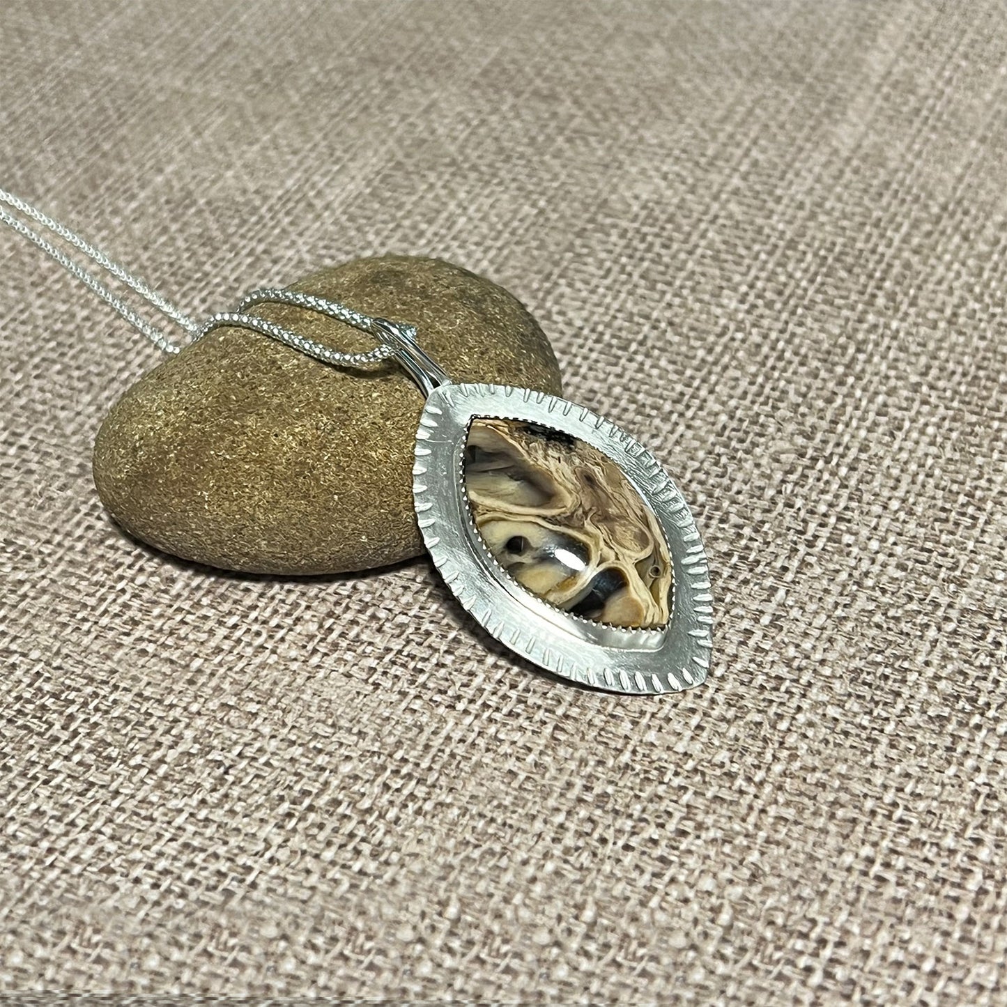 STERLING SILVER PALM WOOD NECKLACE - PATIENCE TALISMAN