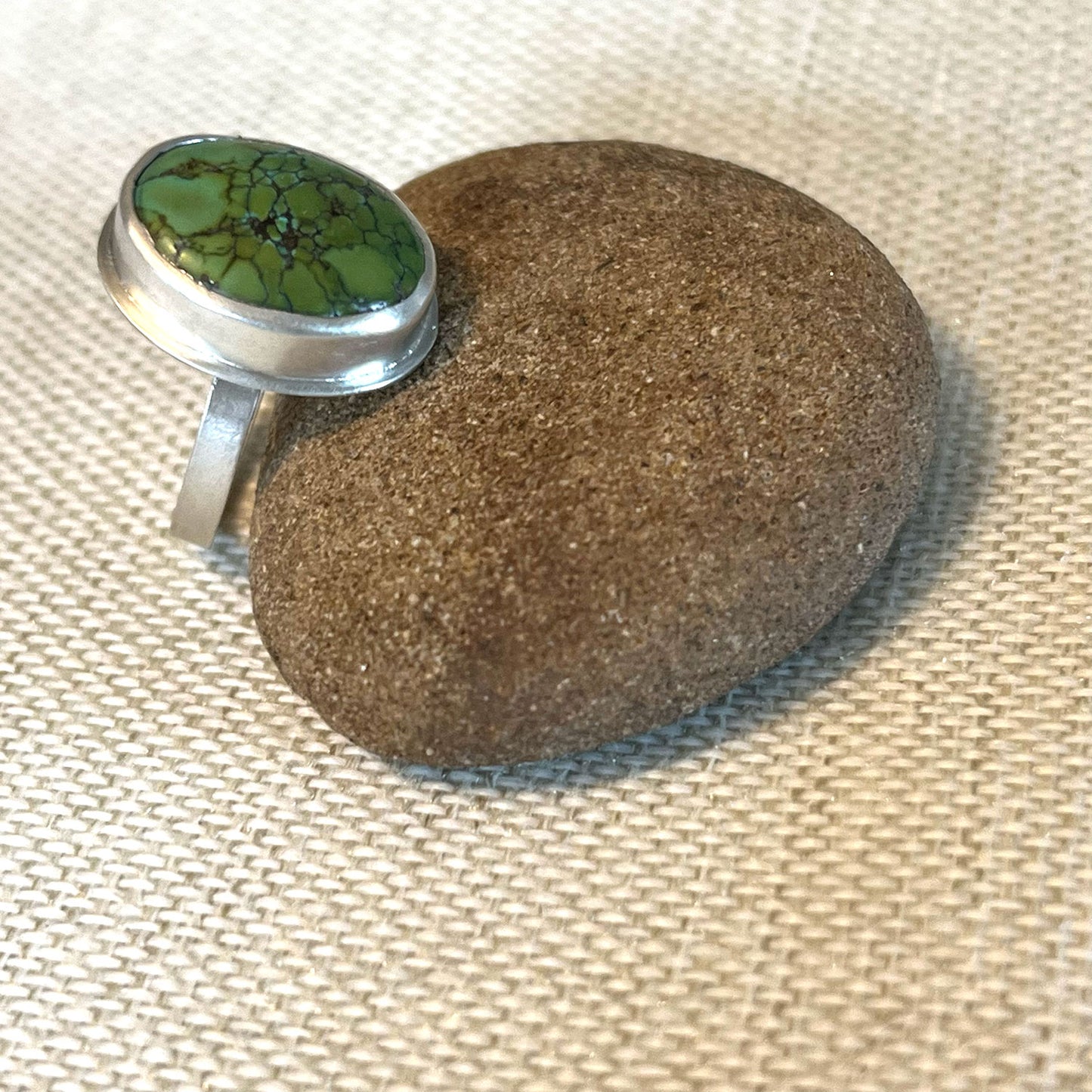 STERLING SILVER QINGU TURQUOISE RING - HEAVEN AND EARTH TALISMAN