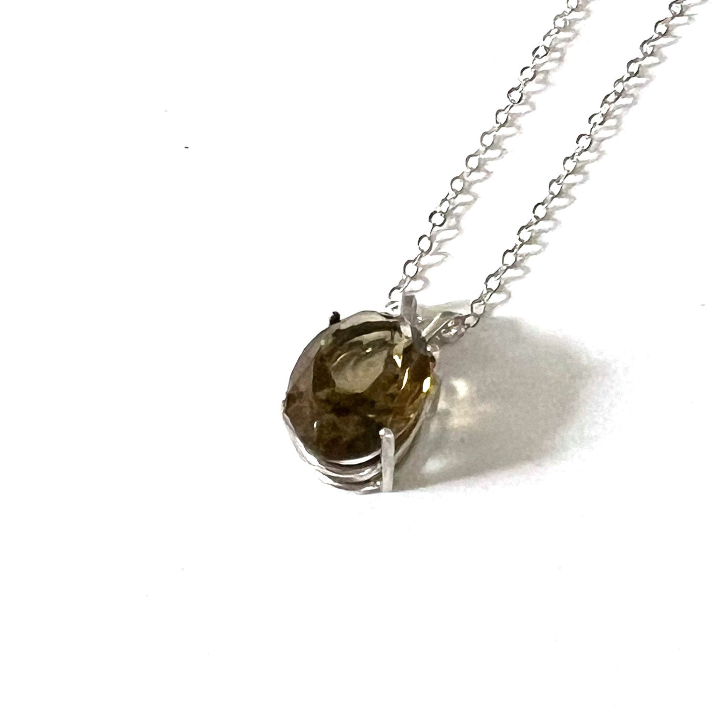 STERLING SILVER SMOKEY QUARTZ NECKLACE - GOOD LUCK TALISMAN
