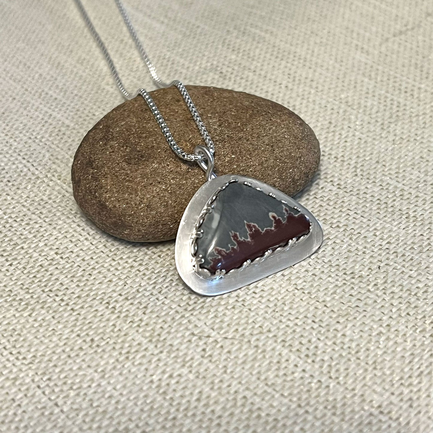 STERLING SILVER SONORAN DENDRITIC RHYOLITE NECKLACE (TRIANGLE) - PROGRESS TALISMAN