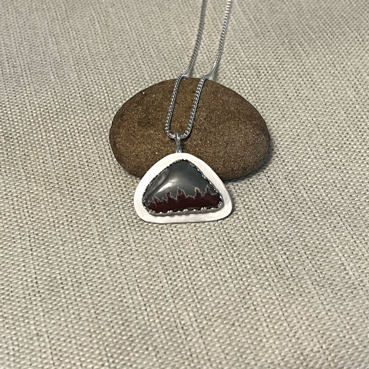 STERLING SILVER SONORAN DENDRITIC RHYOLITE NECKLACE (TRIANGLE) - PROGRESS TALISMAN
