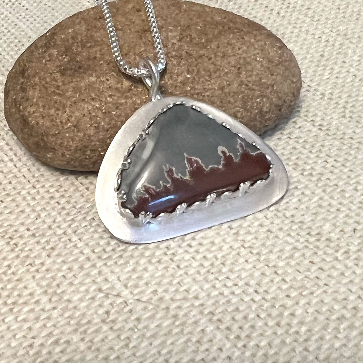 STERLING SILVER SONORAN DENDRITIC RHYOLITE NECKLACE (TRIANGLE) - PROGRESS TALISMAN