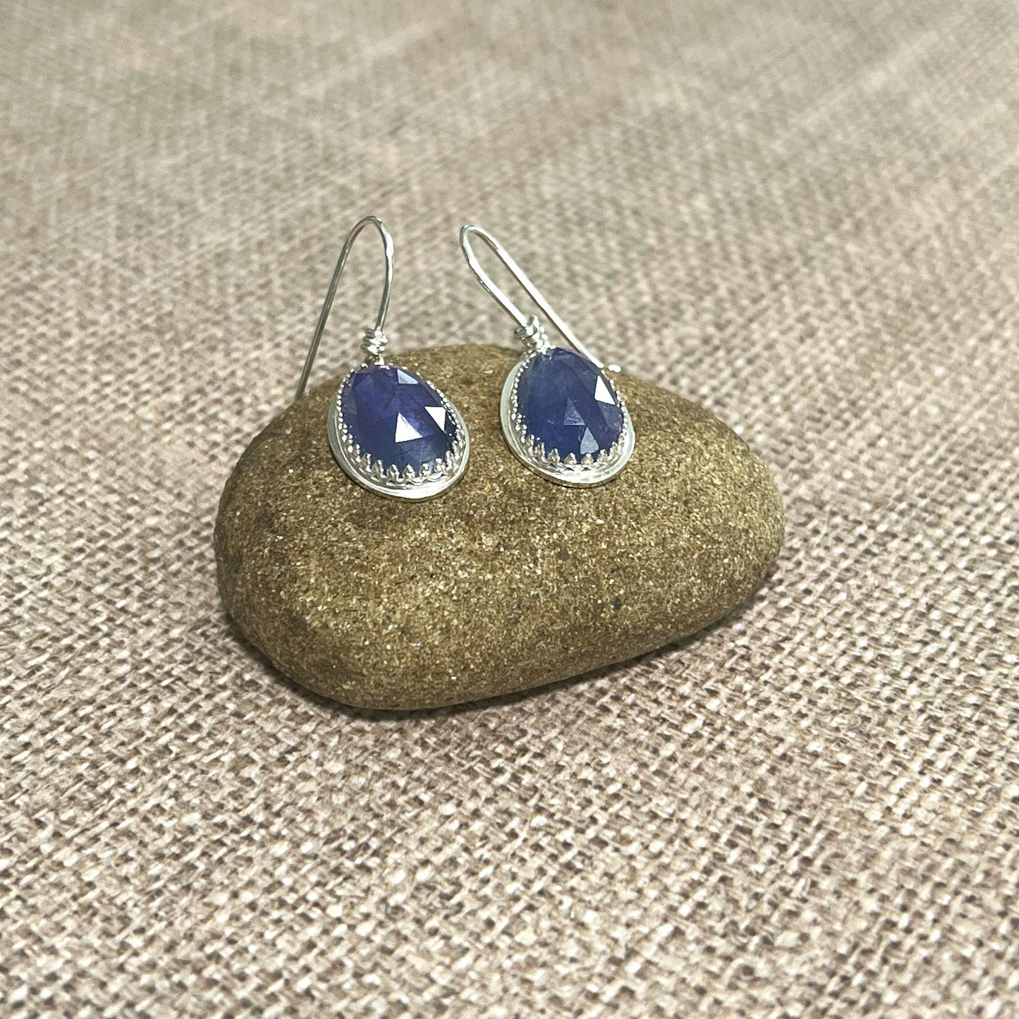 STERLING SILVER TANZANITE BEZEL EARRINGS - BE STILL WITH SPIRIT TALISMAN