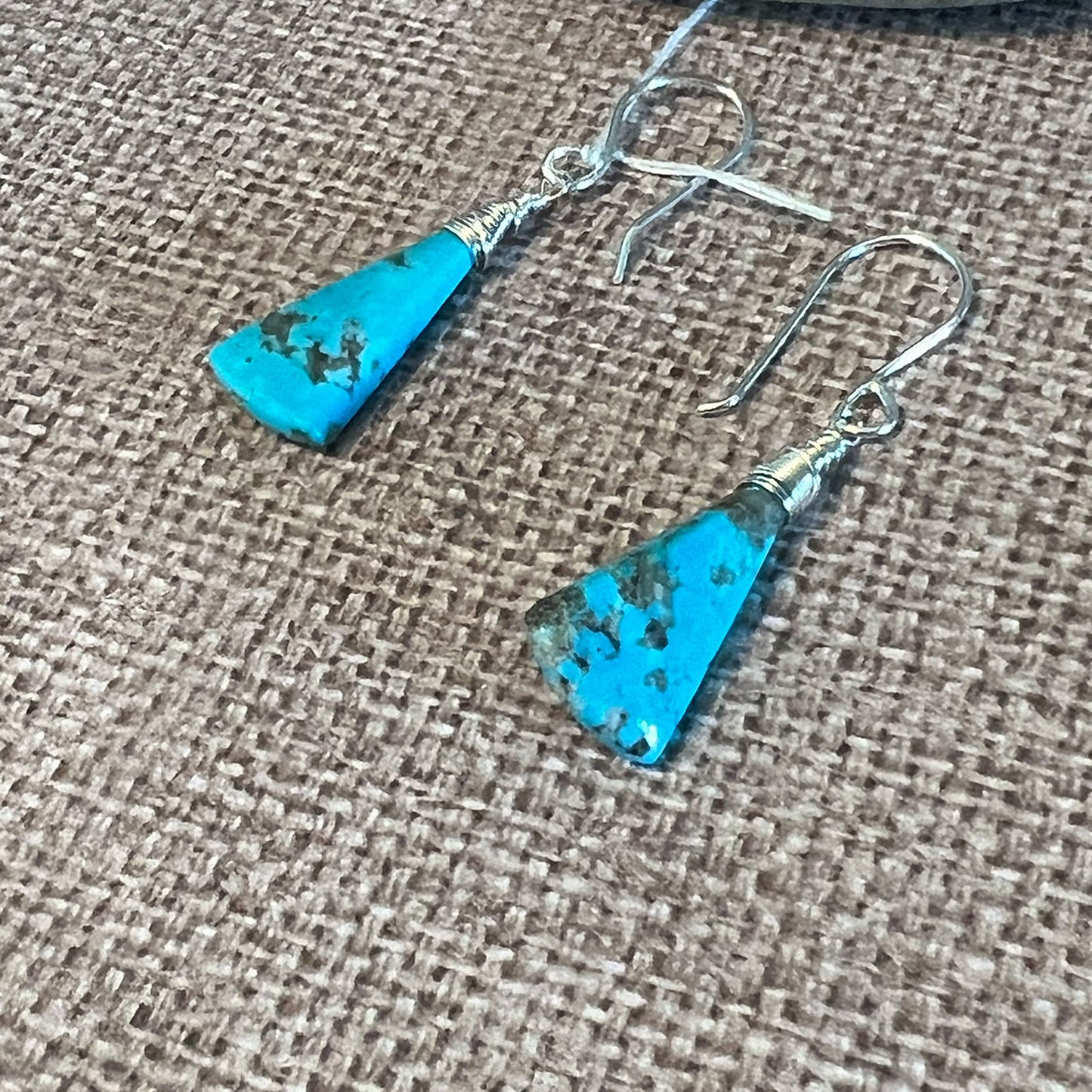 STERLING SILVER TURQUOISE CONICAL EARRINGS - HEAVEN AND EARTH TALISMAN