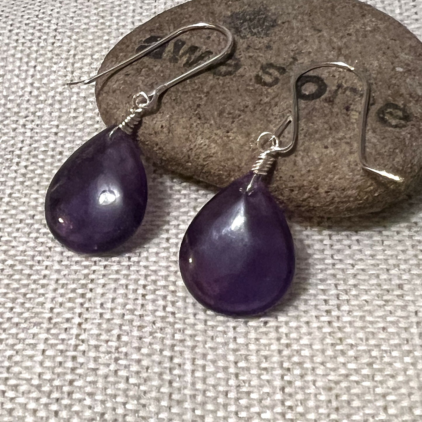 STERLING SILVER AMETHYST TEARDROP EARRINGS - DREAMLAND TALISMAN