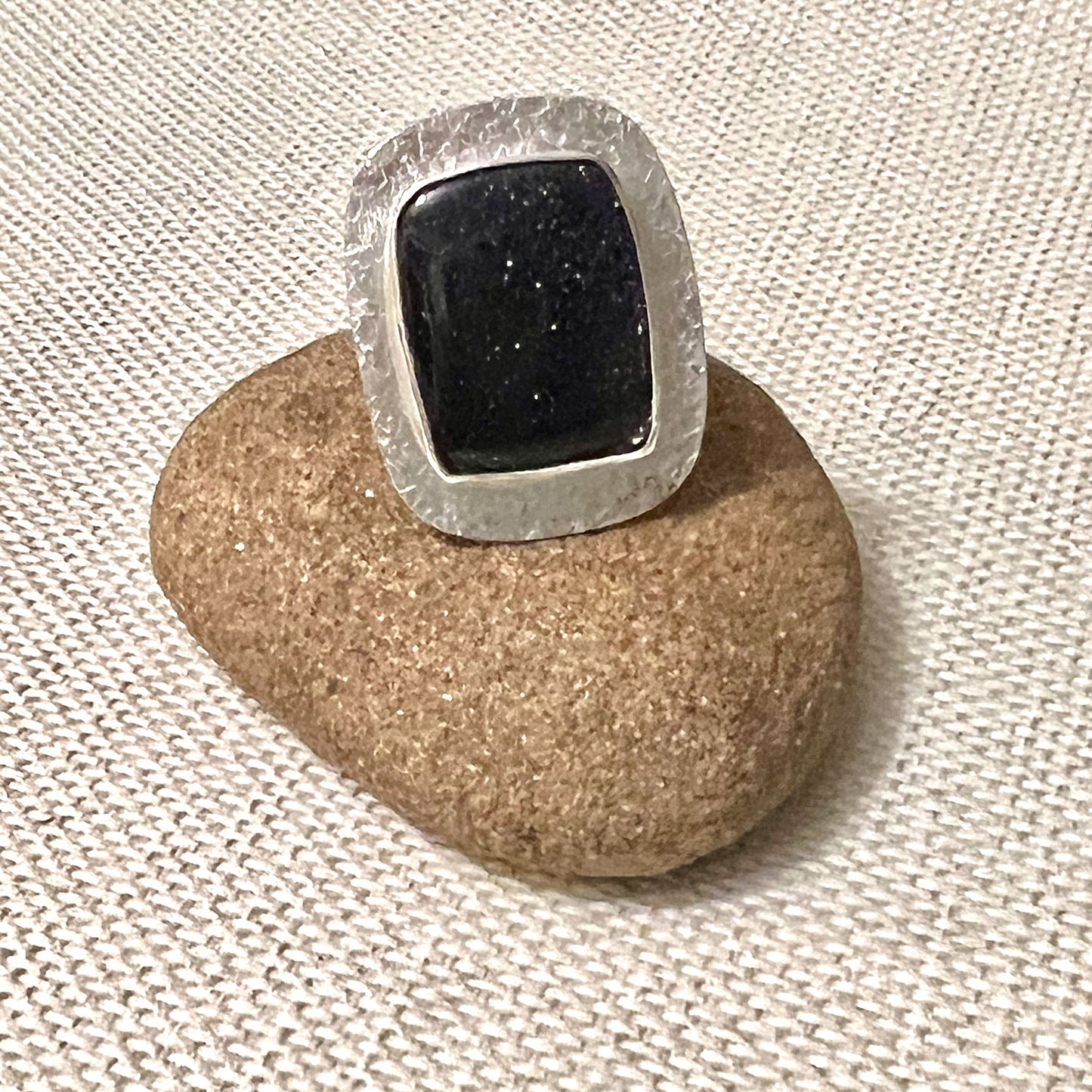 STERLING SILVER BLUE GOLDSTONE RING - NEW BEGINNINGS TALISMAN