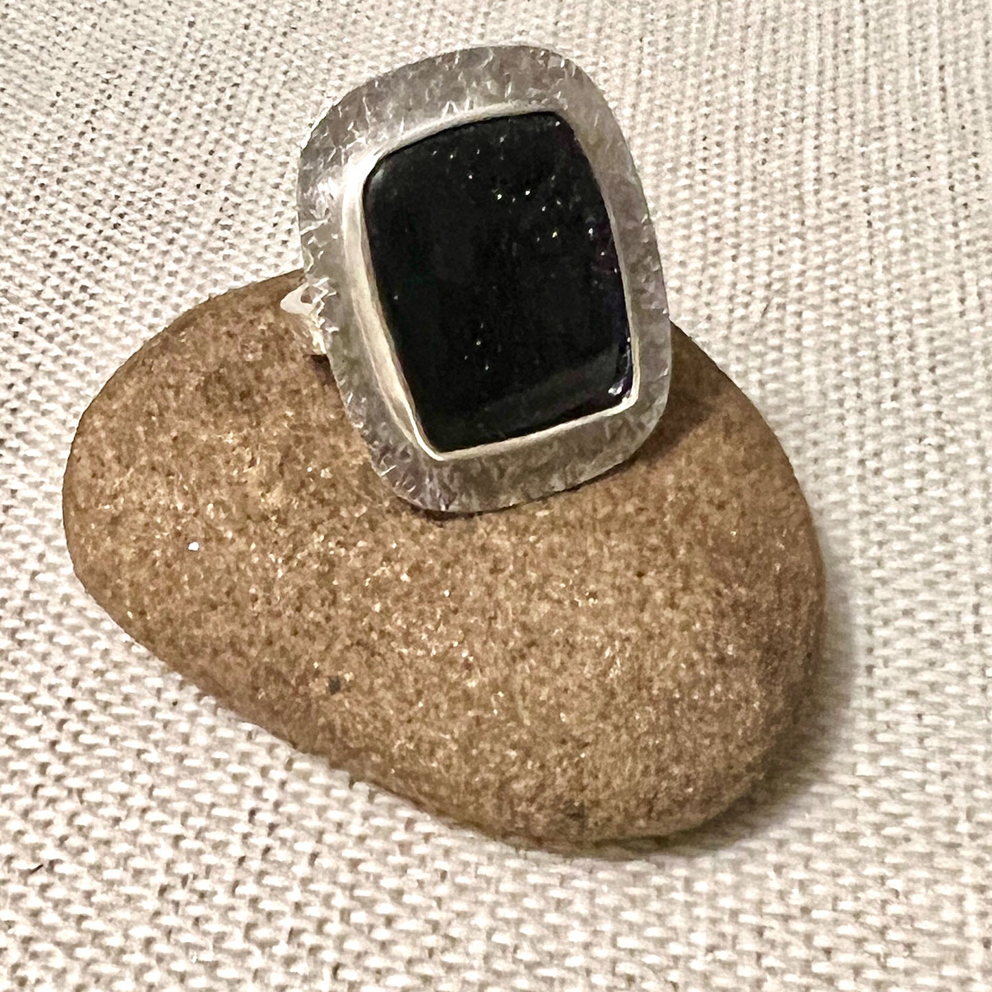 STERLING SILVER BLUE GOLDSTONE RING - NEW BEGINNINGS TALISMAN