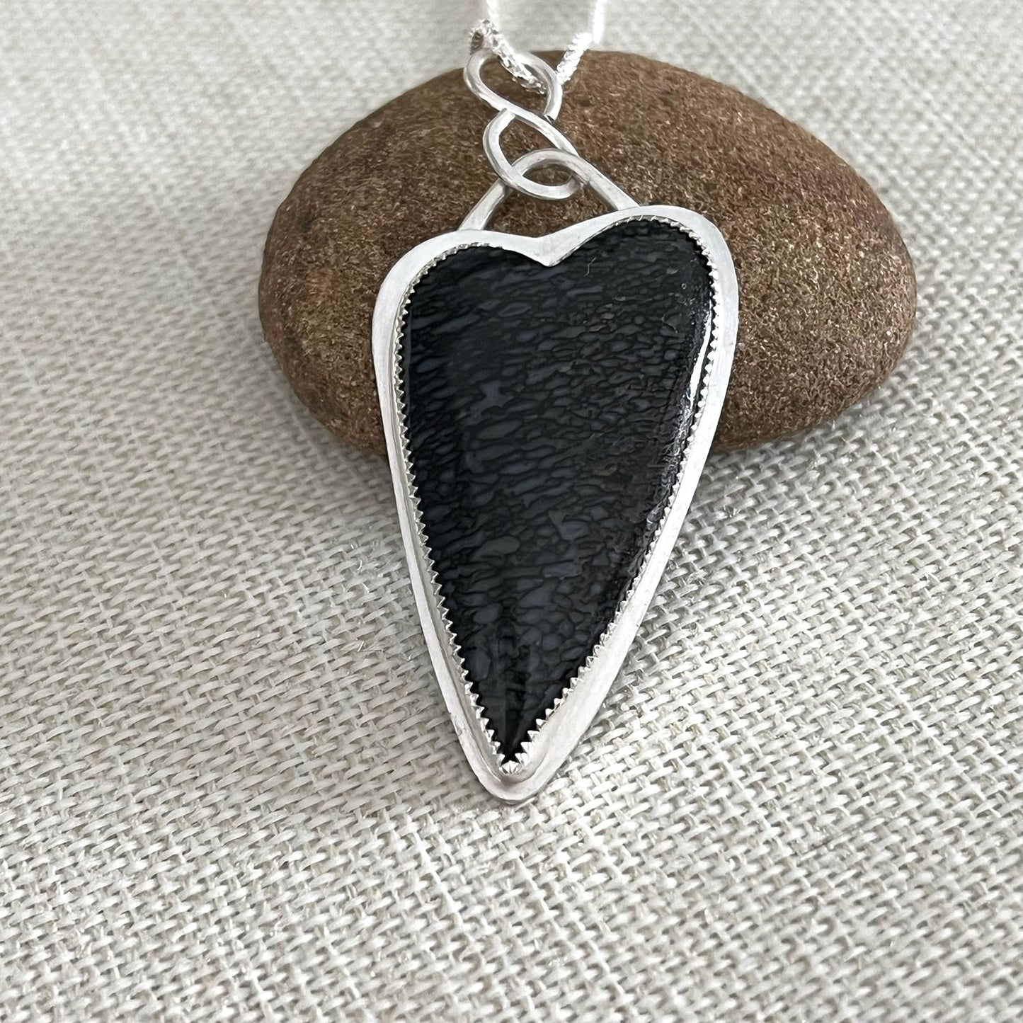 STERLING SILVER DINO BONE HEART NECKLACE - VITALITY TALISMAN