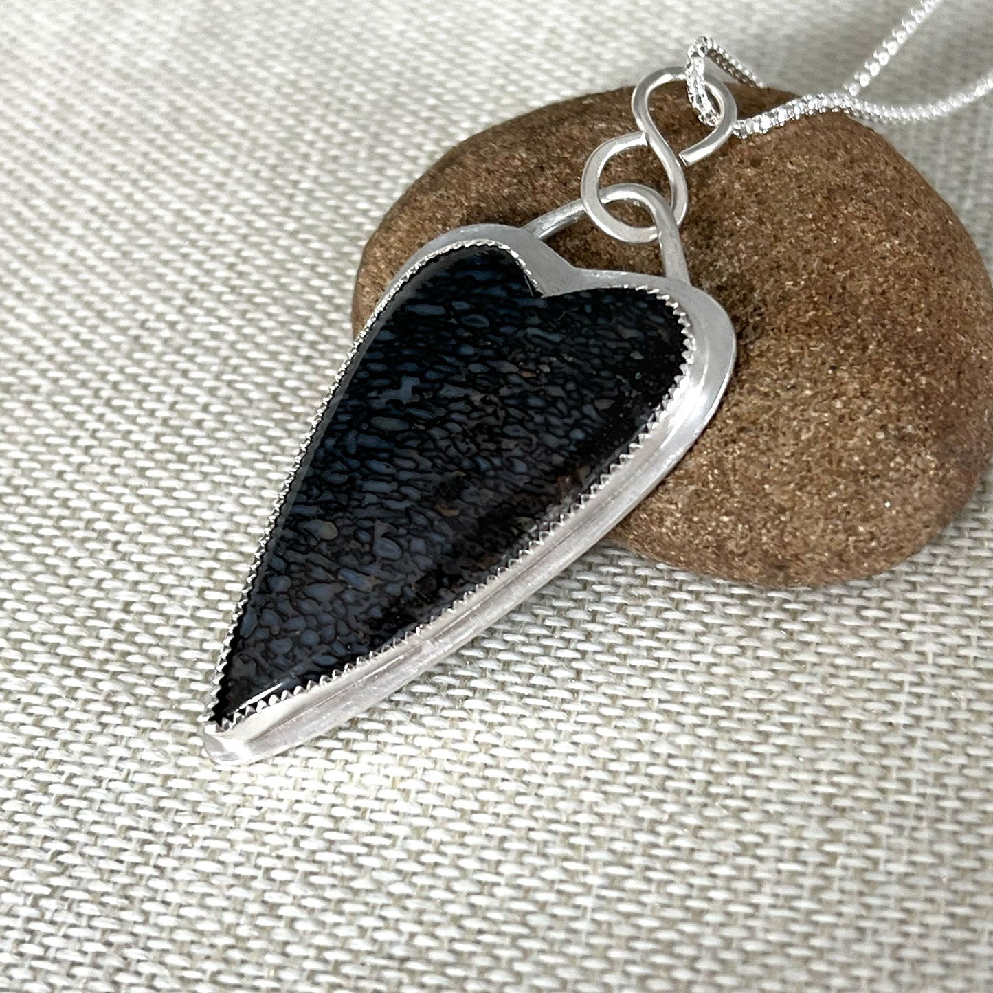 STERLING SILVER DINO BONE HEART NECKLACE - VITALITY TALISMAN